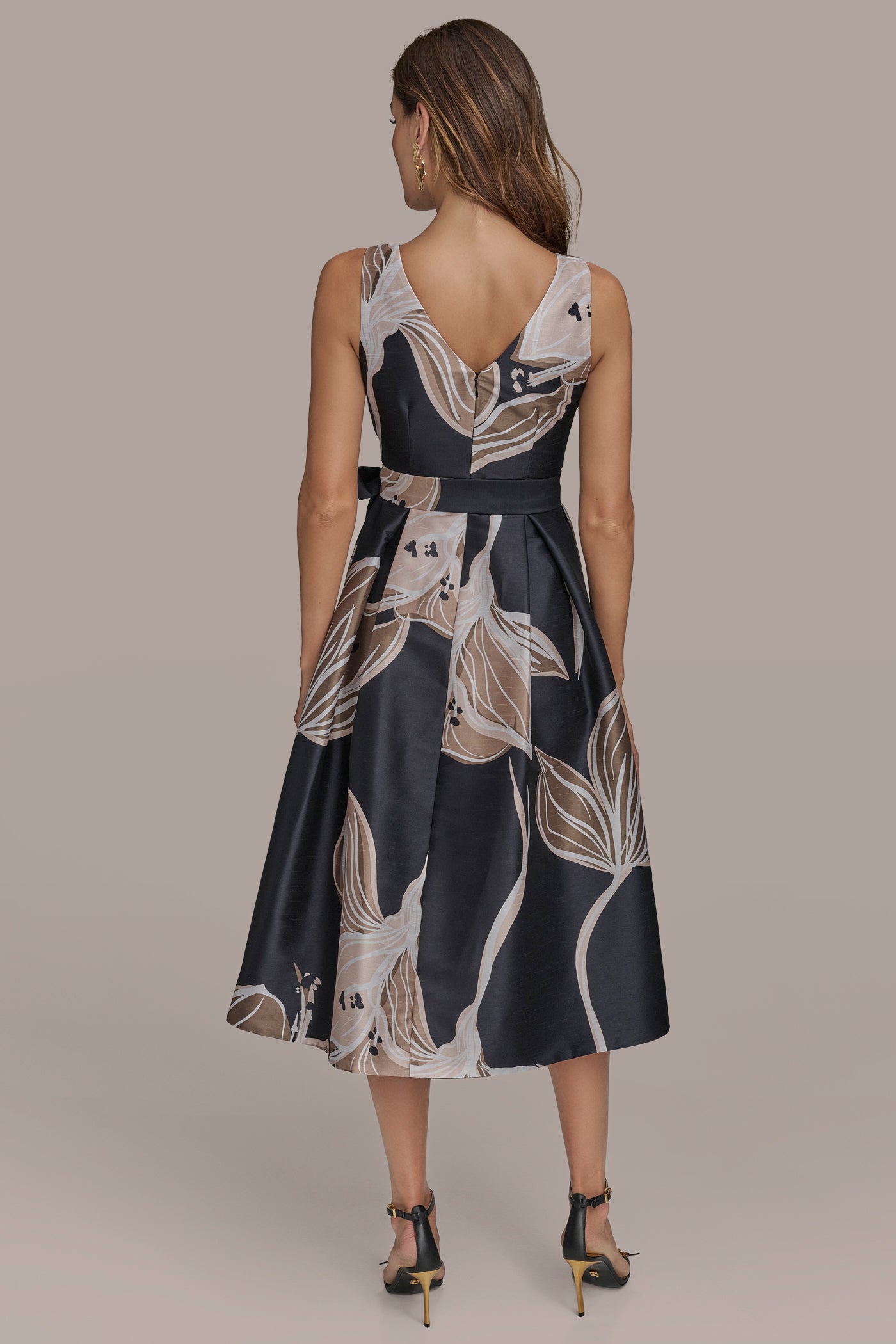 FLORAL FIT AND FLARE COCKTAIL DRESS | View 2 | Black Dresses