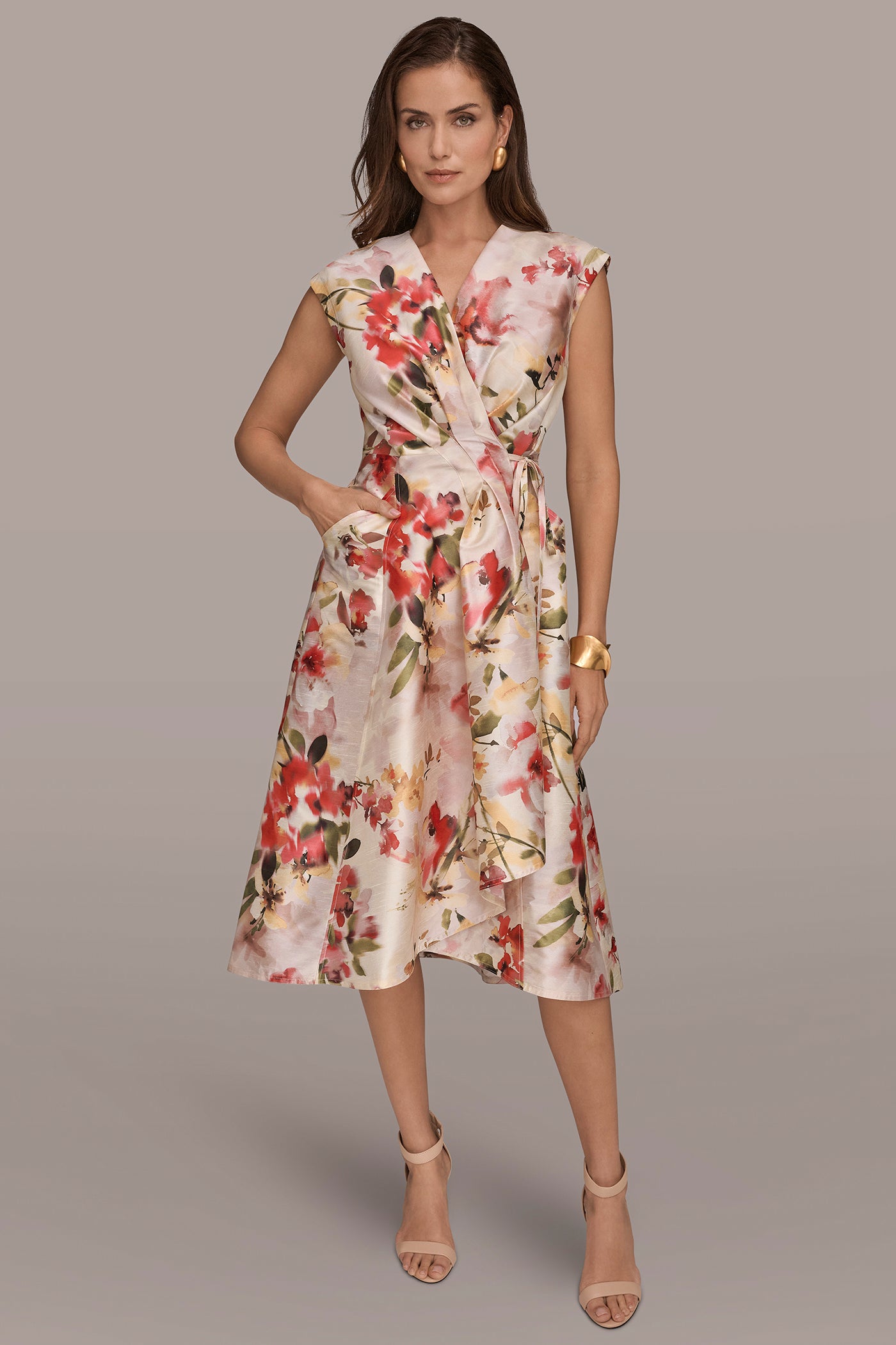 DUPIONI FLORAL WRAP DRESS VIEW 7 | New Arrivals