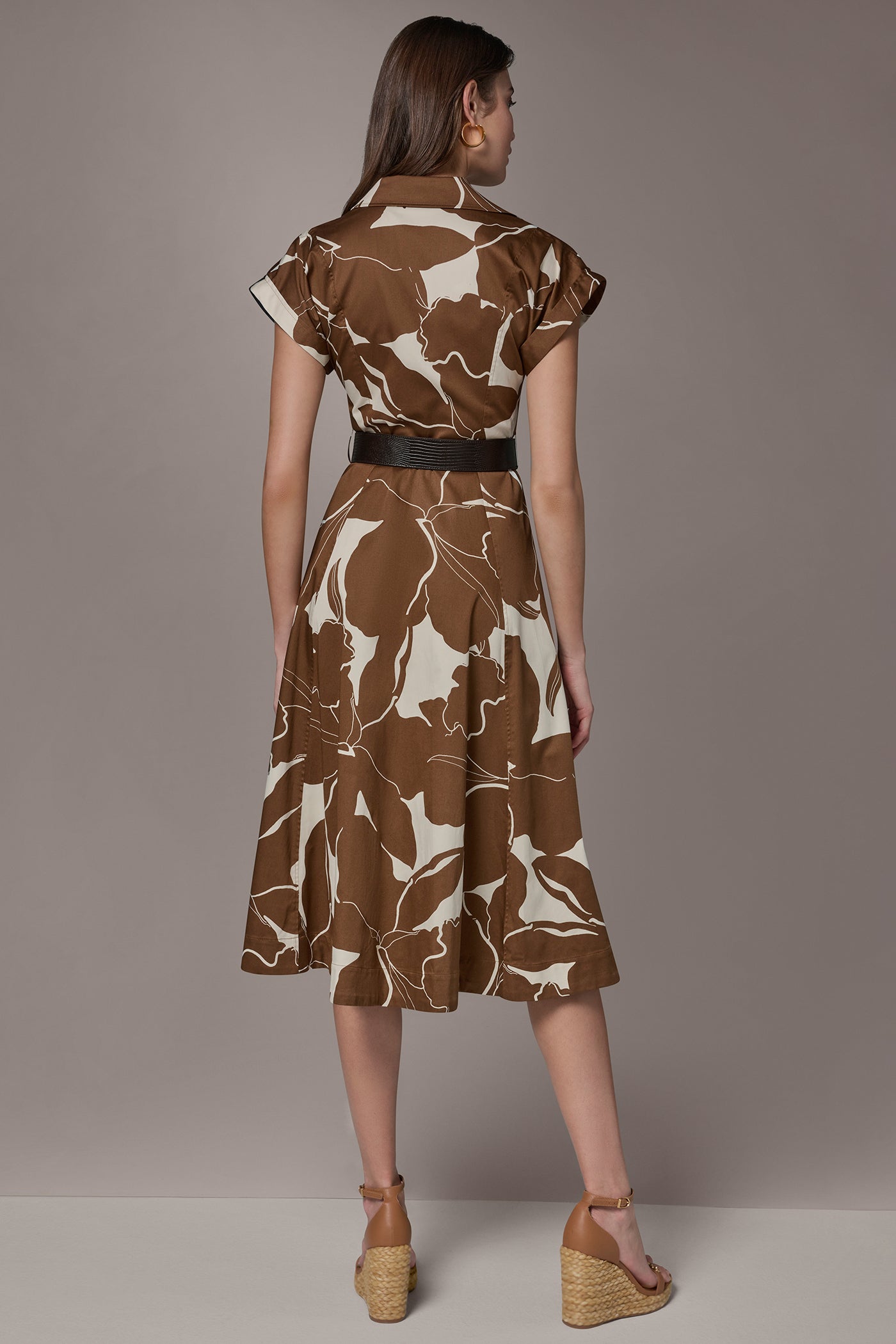 COTTON-SATEEN FLORAL MIDI SHIRT DRESS | View 2 | New clothing