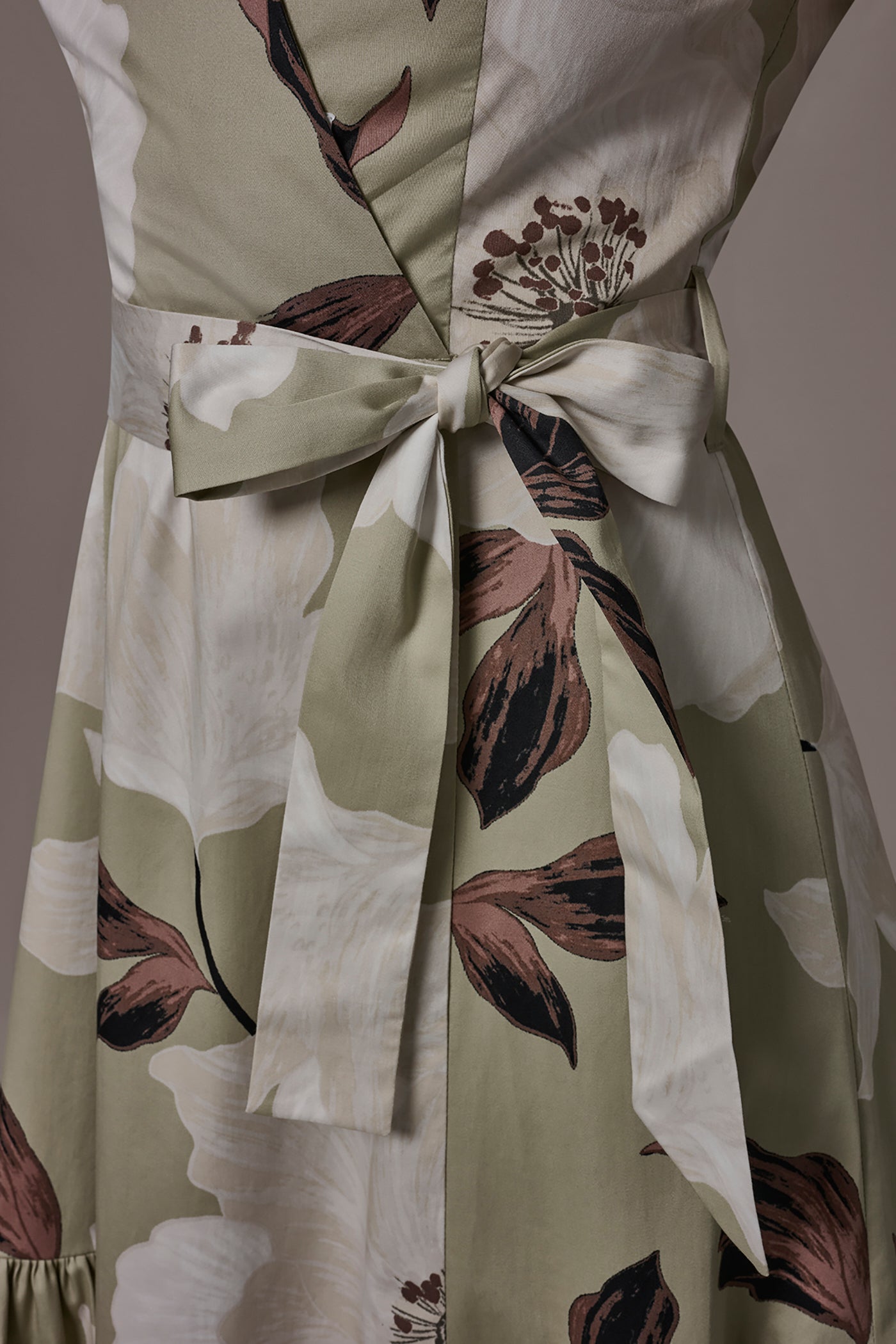 COTTON-SATEEN WRAP-EFFECT MIDI A-LINE DRESS VIEW 5 | New Arrivals