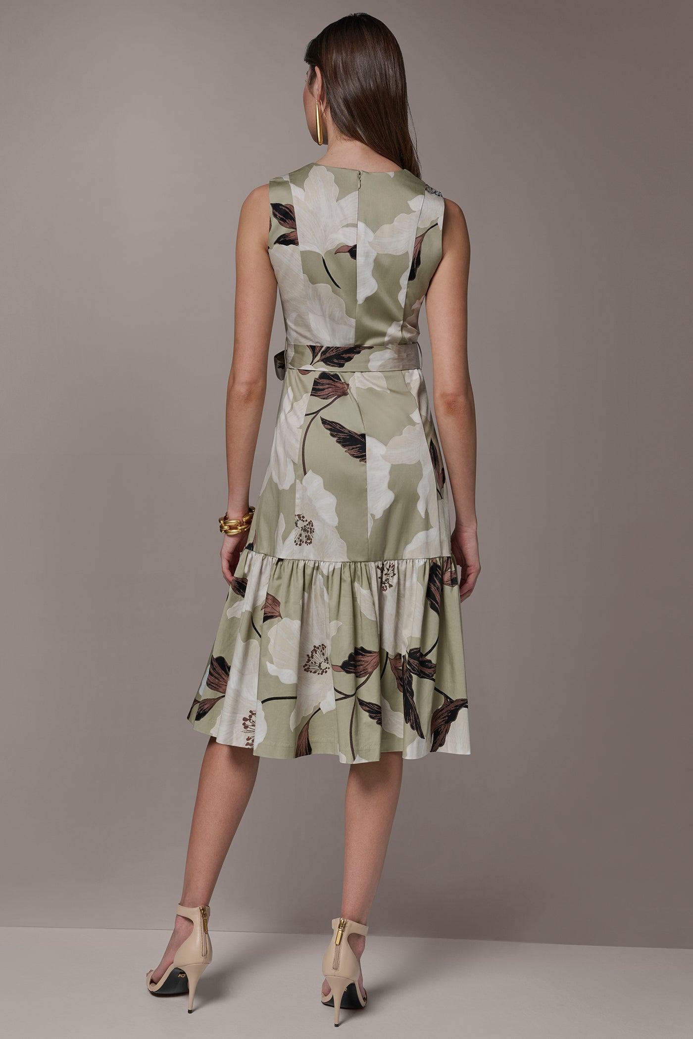 Donna Karan Women's Cotton-Sateen Wrap Midi A-Line Dress in Agave Multi Donna Karan Women's Cotton-Sateen Wrap Midi A-Line Dress in Agave Multi