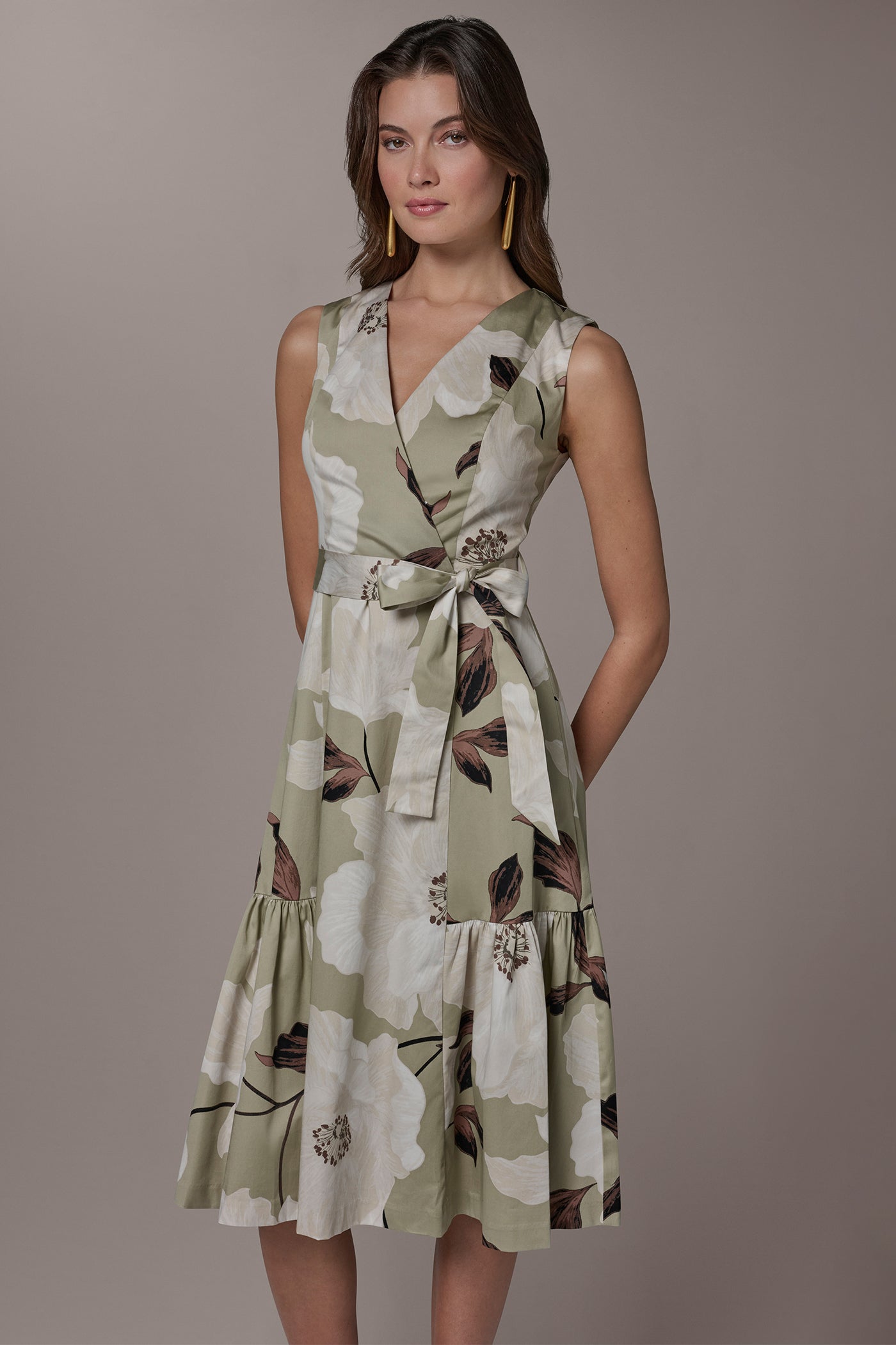 Cotton Sateen Wrap Midi A Line Dress | A-Line Dress | Donna Karan Cotton Sateen Wrap Midi A Line Dress | A-Line Dress | Donna Karan