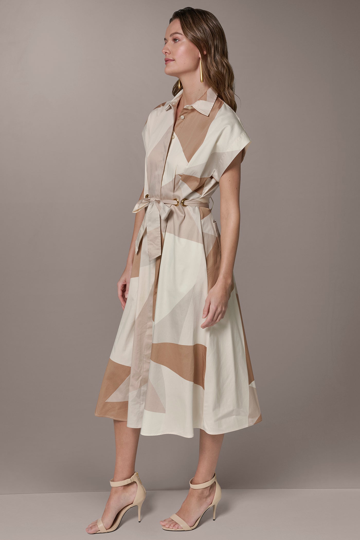 COTTON-SATEEN PRINTED MIDI SHIRT DRESS VIEW 3 | New clothing