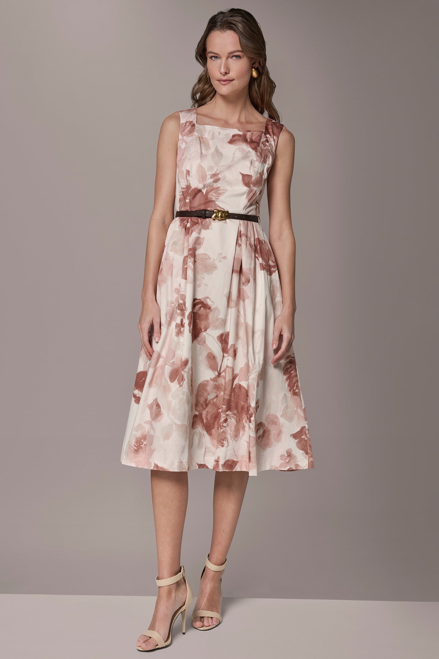 COTTON-SATEEN FLORAL MIDI A-LINE DRESS VIEW 7 | Dresses & Jumpsuits