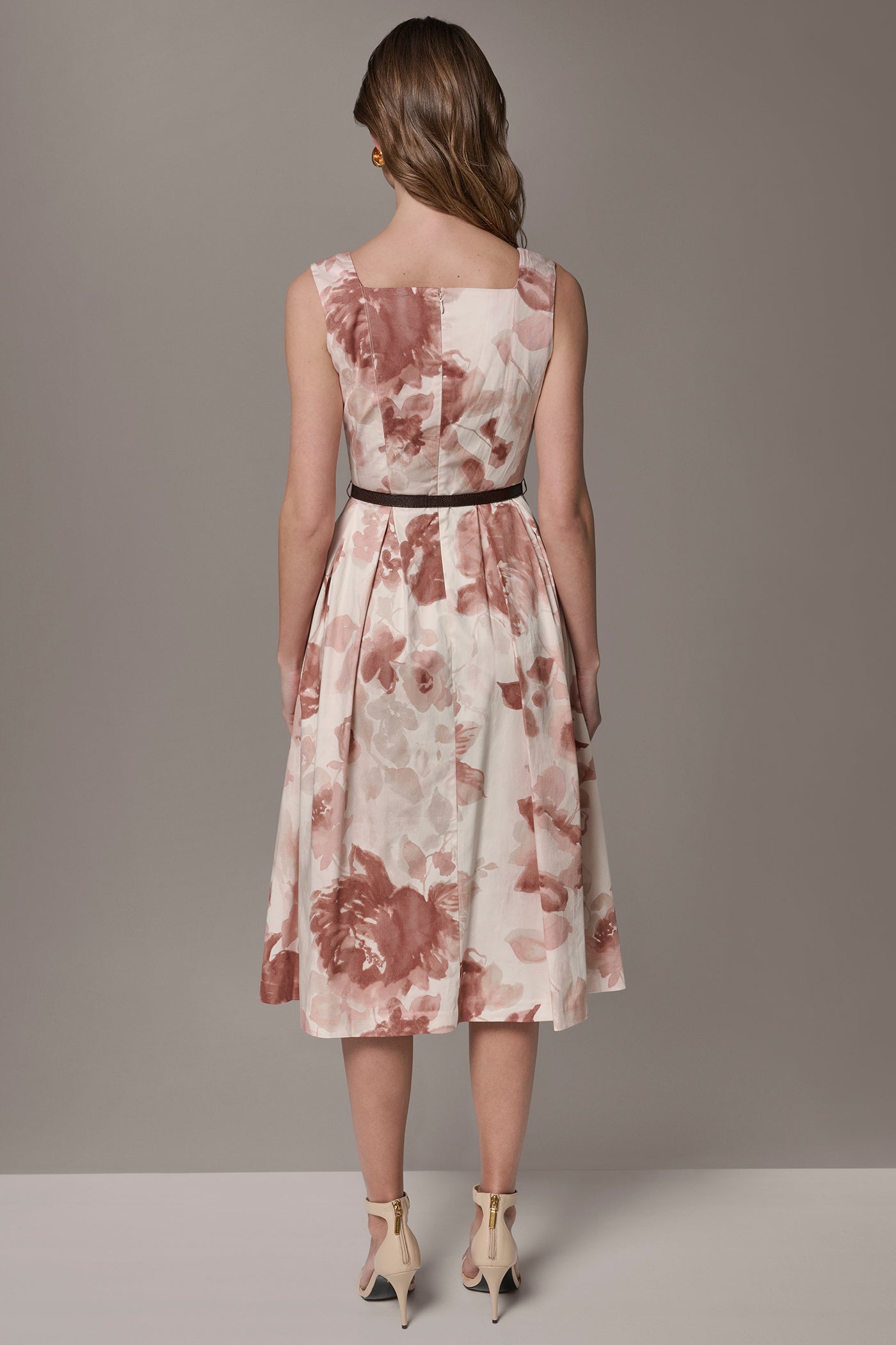 COTTON-SATEEN FLORAL MIDI A-LINE DRESS | View 2 | Dresses & Jumpsuits