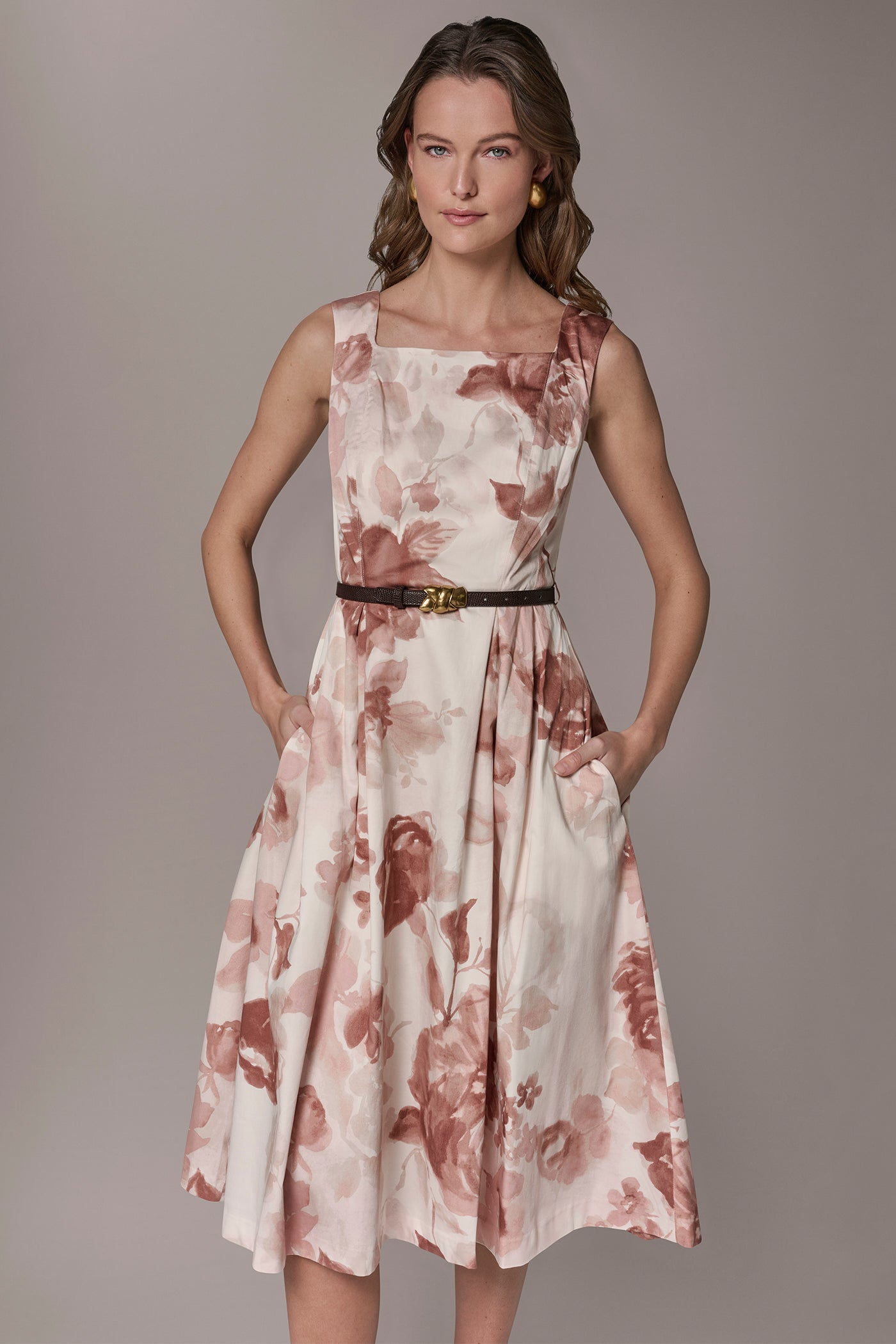 COTTON-SATEEN FLORAL MIDI A-LINE DRESS VIEW 8 | Dresses & Jumpsuits