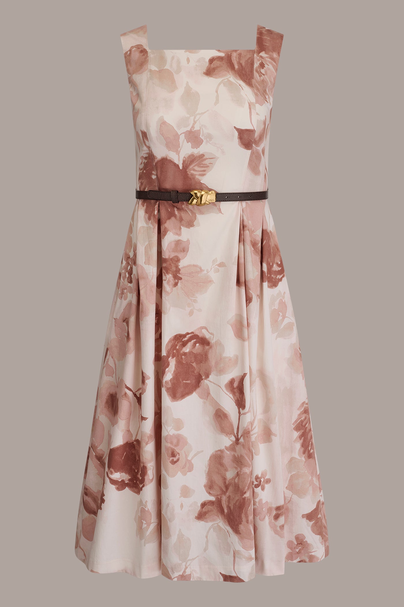 COTTON-SATEEN FLORAL MIDI A-LINE DRESS VIEW 9 | New Arrivals