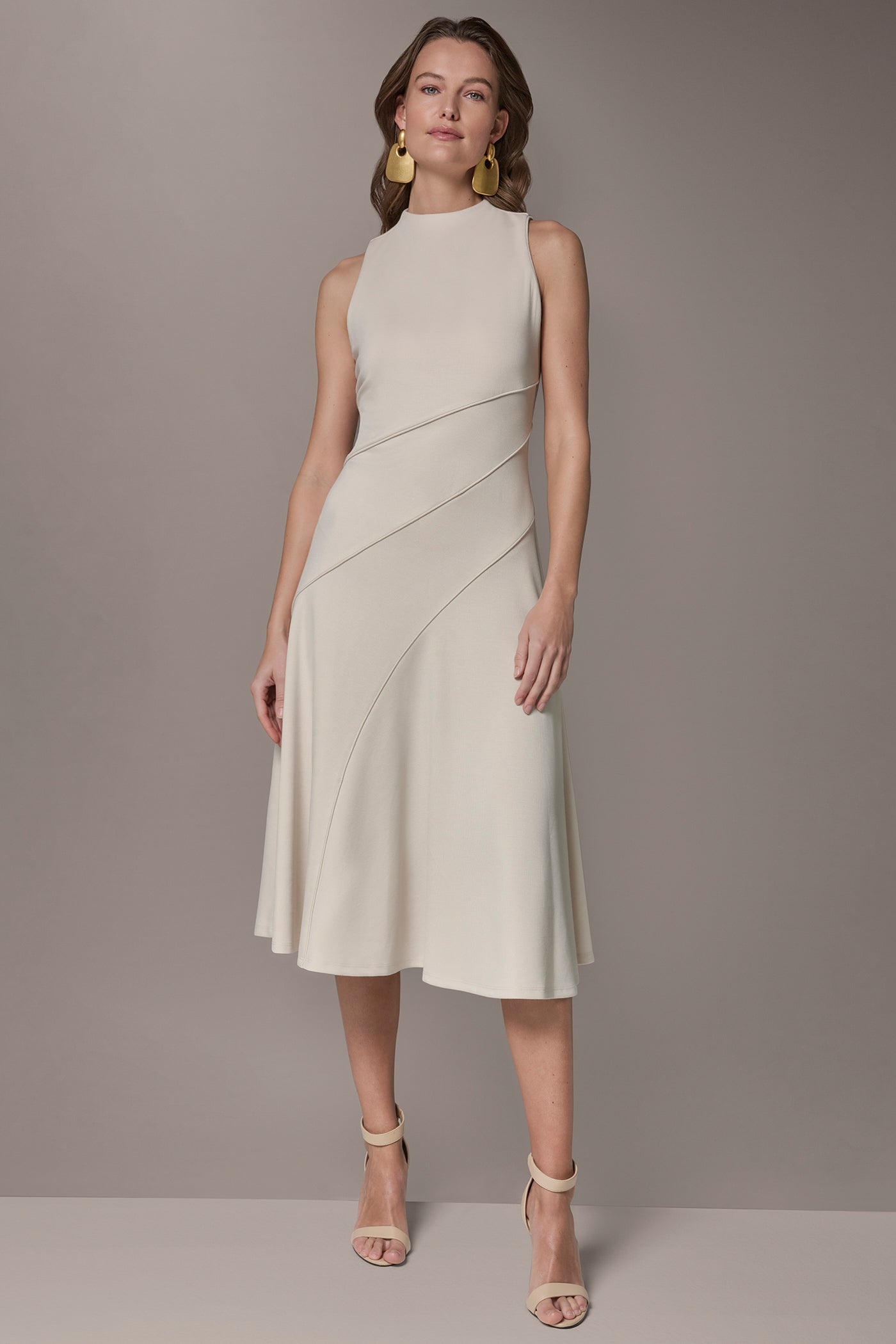 DIAGONAL RIB MIDI A-LINE DRESS | View 1 | New clothing