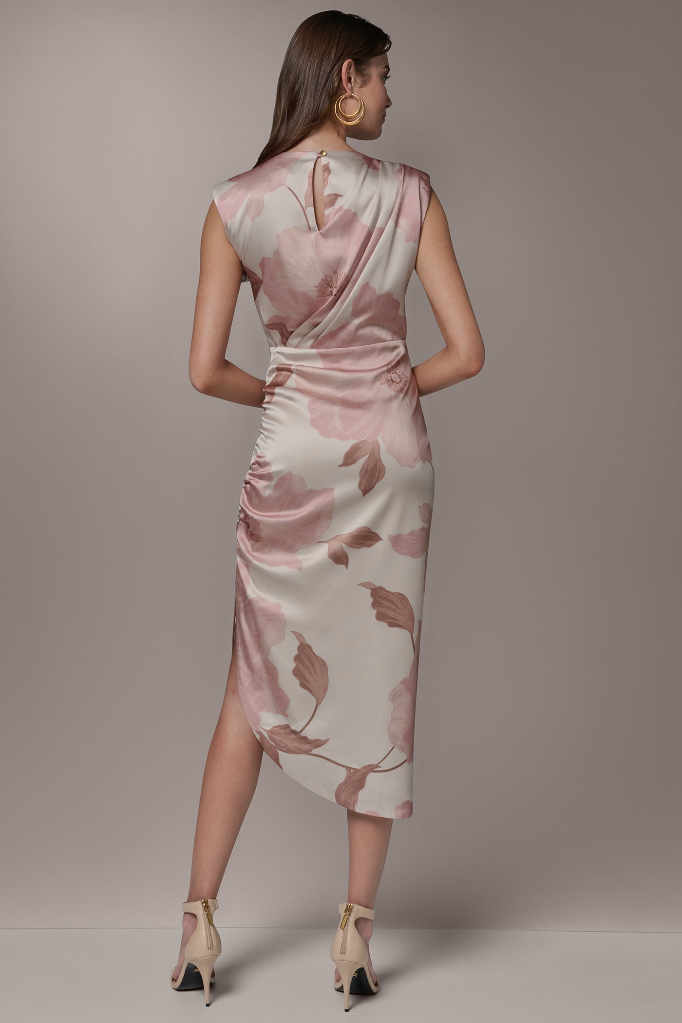 CHARMEUSE FLORAL WRAP-EFFECT MIDI DRESS | View 2 | Dresses & Jumpsuits