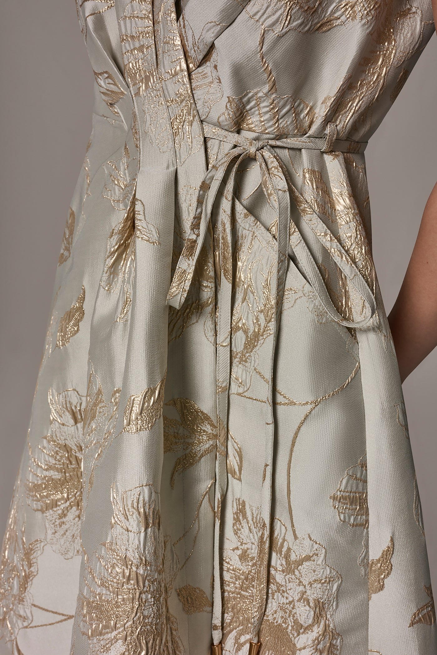 FLORAL-JACQUARD MIDI WRAP DRESS VIEW 5 | New Arrivals