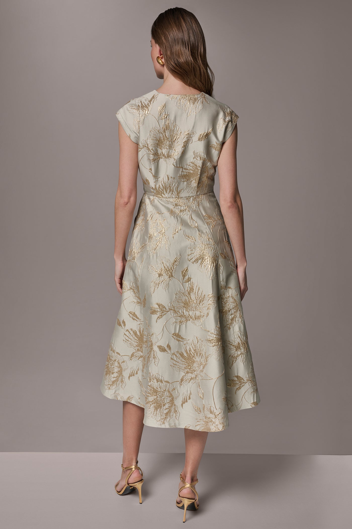 FLORAL-JACQUARD MIDI WRAP DRESS | View 2 | New Arrivals