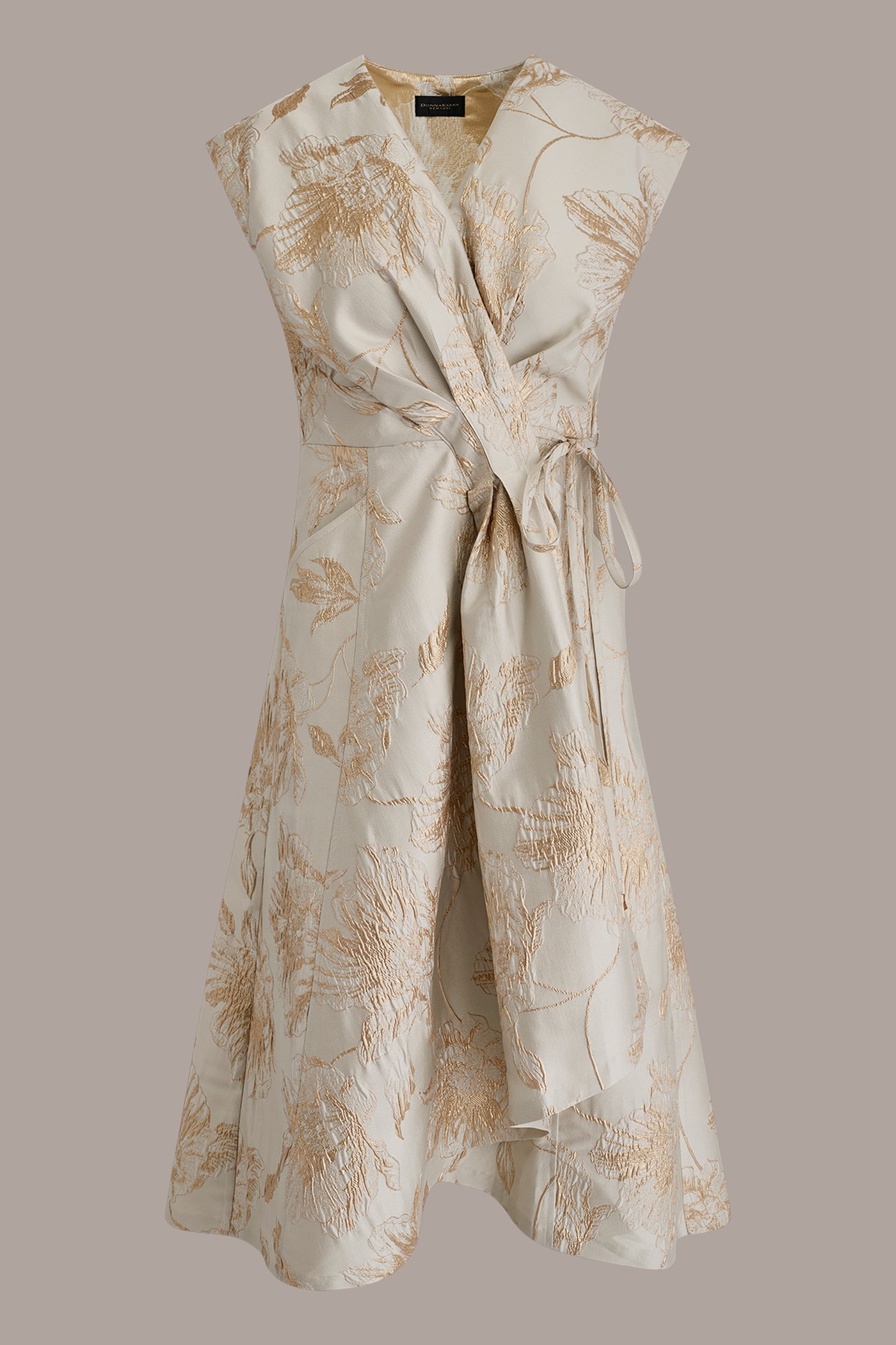 Donna Karan Women's Floral-Jacquard Midi Wrap Dress in Turin/Tuscan Grey Donna Karan Women's Floral-Jacquard Midi Wrap Dress in Turin/Tuscan Grey