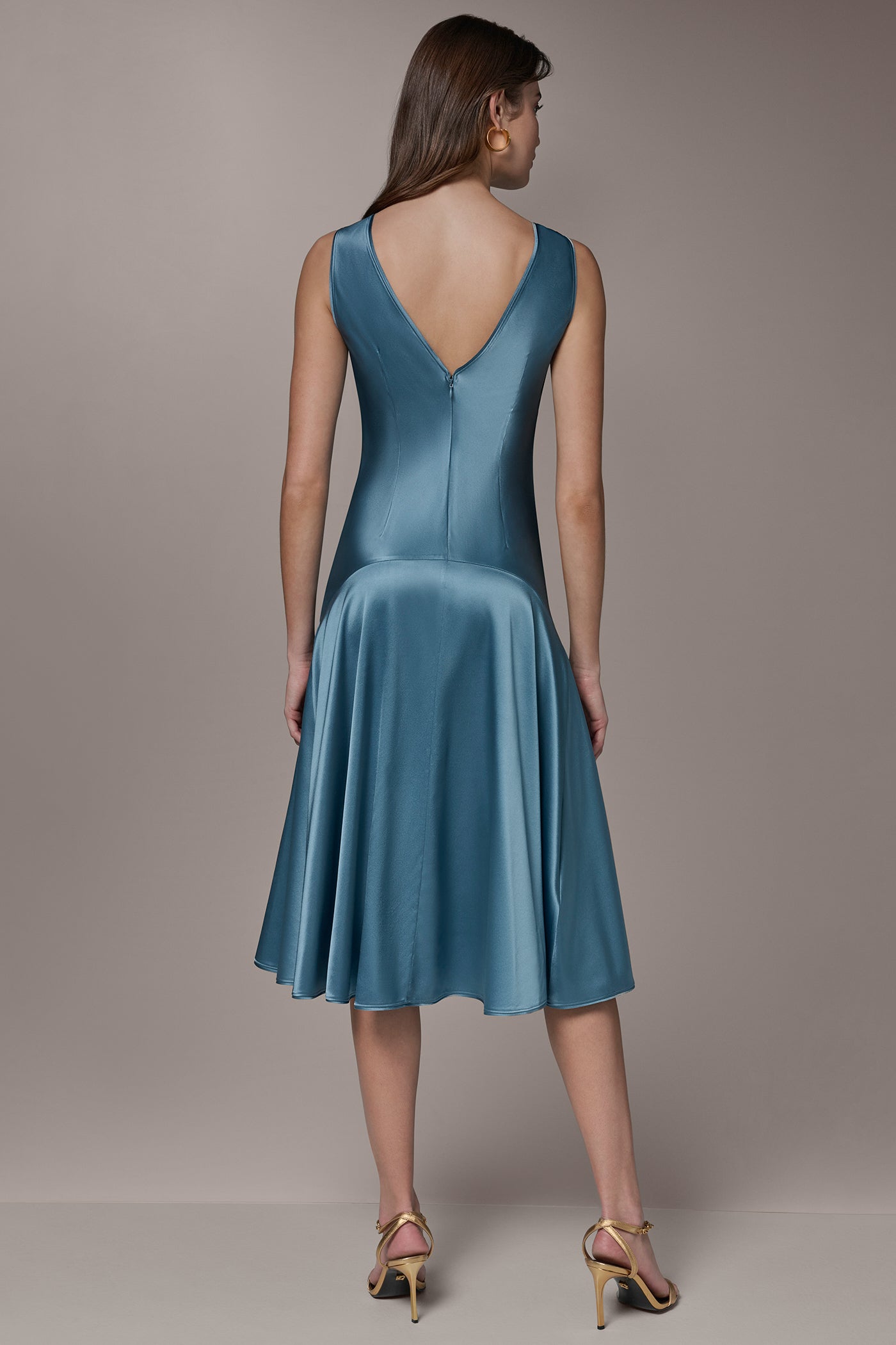 SILK-CHARMEUSE MIDI A-LINE DRESS | View 2 | New Arrivals