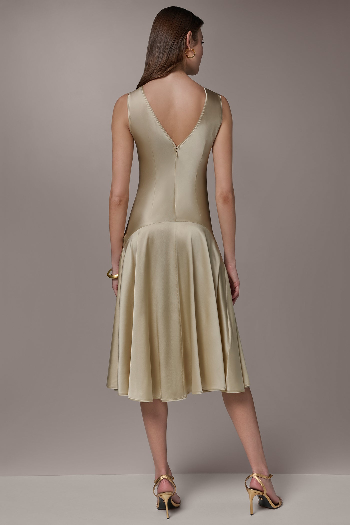 SILK-CHARMEUSE MIDI A-LINE DRESS | View 2 | Dresses & Jumpsuits