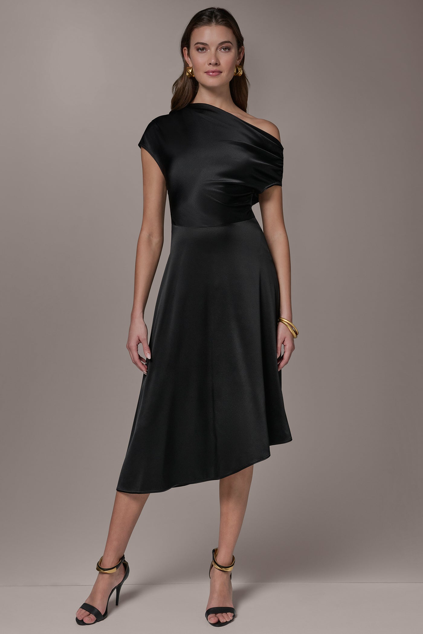 Silk Charmeuse Midi A Line Dress | AsymmetricalA-Line Dress | Donna Karan Silk Charmeuse Midi A Line Dress | AsymmetricalA-Line Dress | Donna Karan