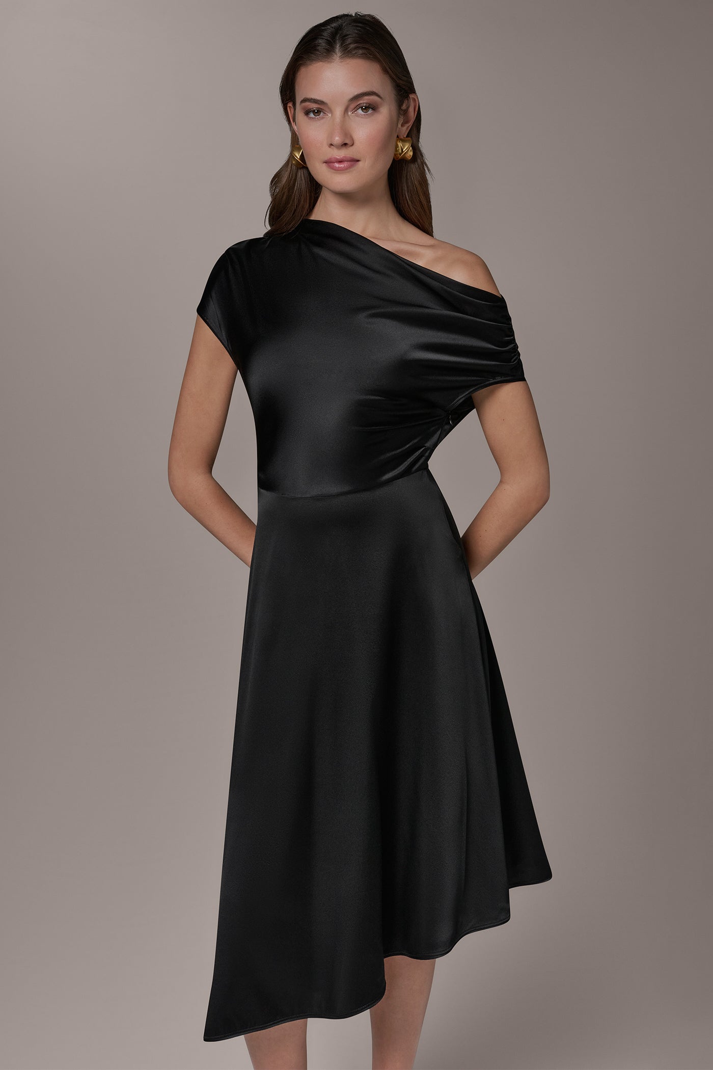 Silk Charmeuse Midi A Line Dress | AsymmetricalA-Line Dress | Donna Karan Silk Charmeuse Midi A Line Dress | AsymmetricalA-Line Dress | Donna Karan