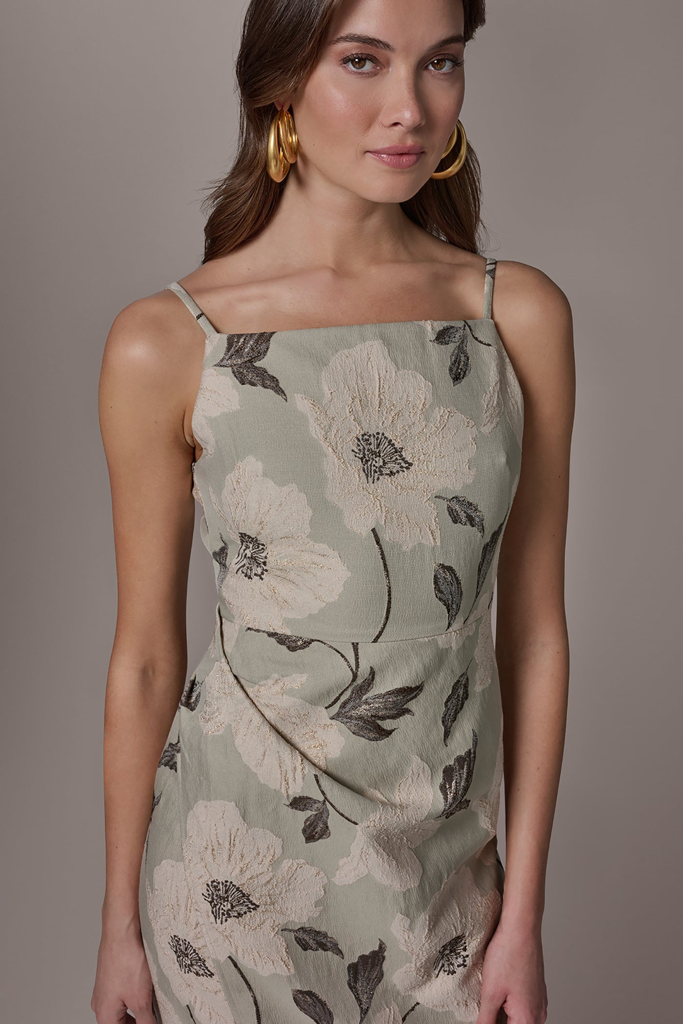 jacquard wrap midi dress Donna Karan Women's Floral Jacquard Wrap-Effect Midi Dress in Limoncello Multi Yellow, Size 2