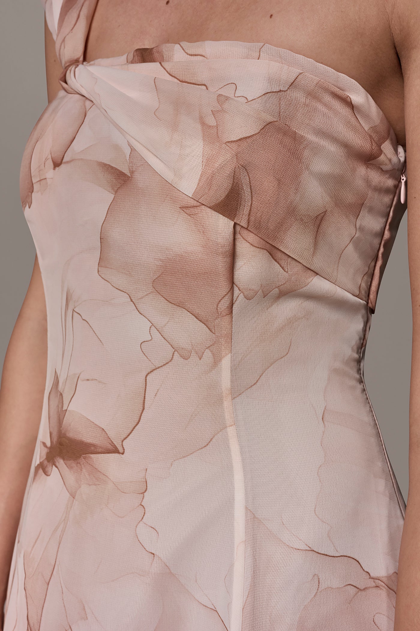 CHIFFON FLORAL ONE-SHOULDER TWIST BALL GOWN VIEW 5 | Dresses & Jumpsuits