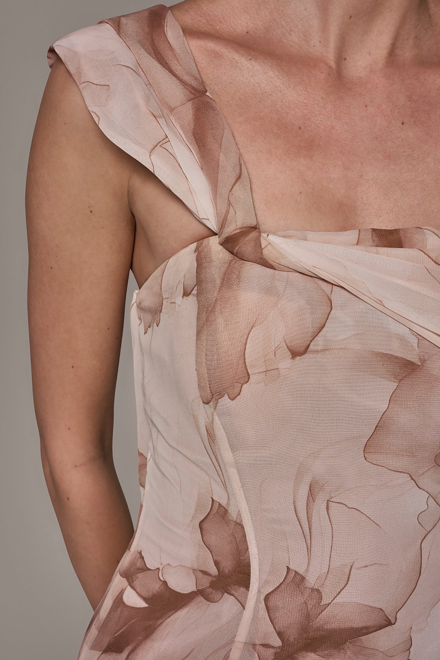 CHIFFON FLORAL ONE-SHOULDER TWIST BALL GOWN VIEW 6 | Dresses & Jumpsuits