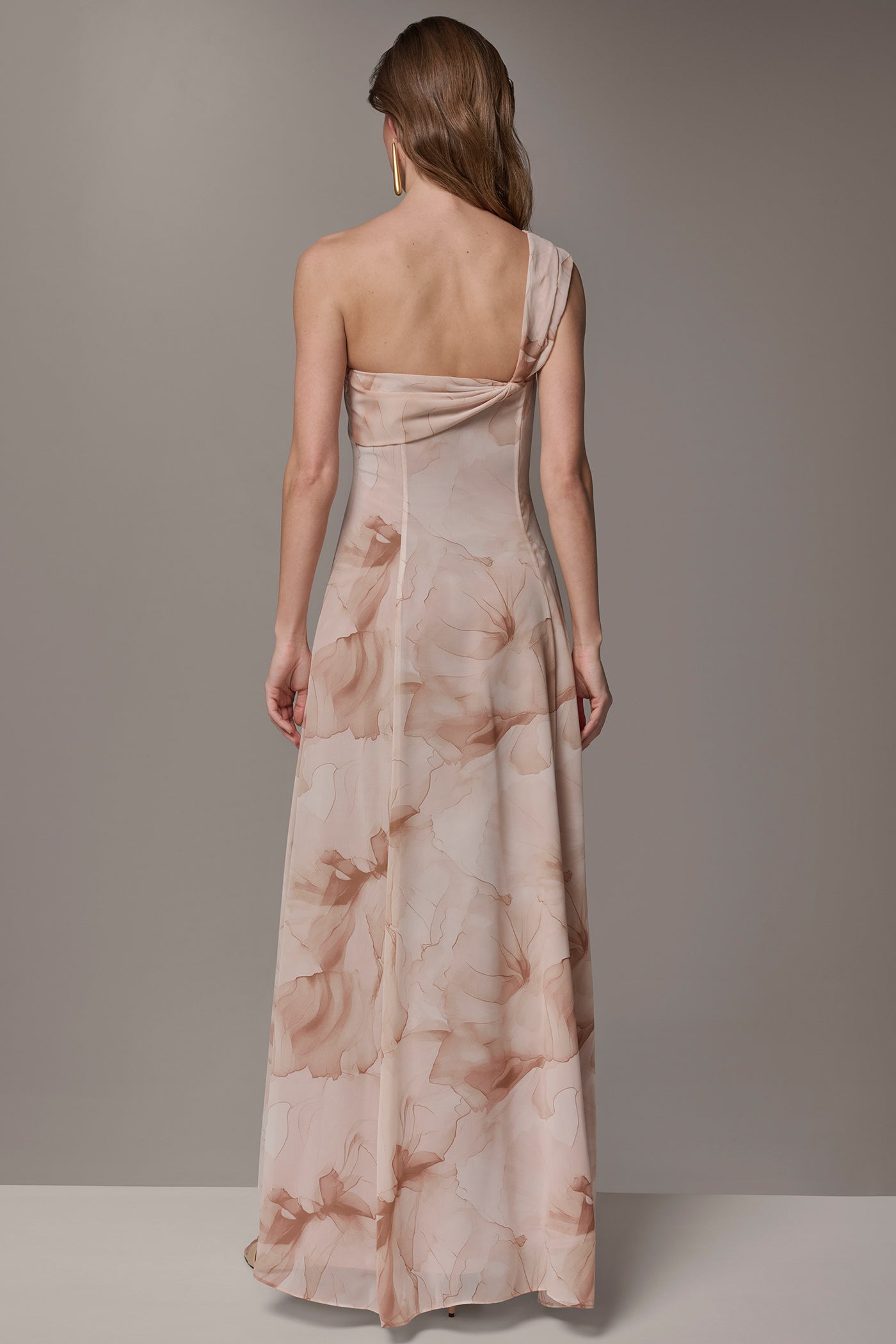 CHIFFON FLORAL ONE-SHOULDER TWIST BALL GOWN | View 2 | Dresses & Jumpsuits