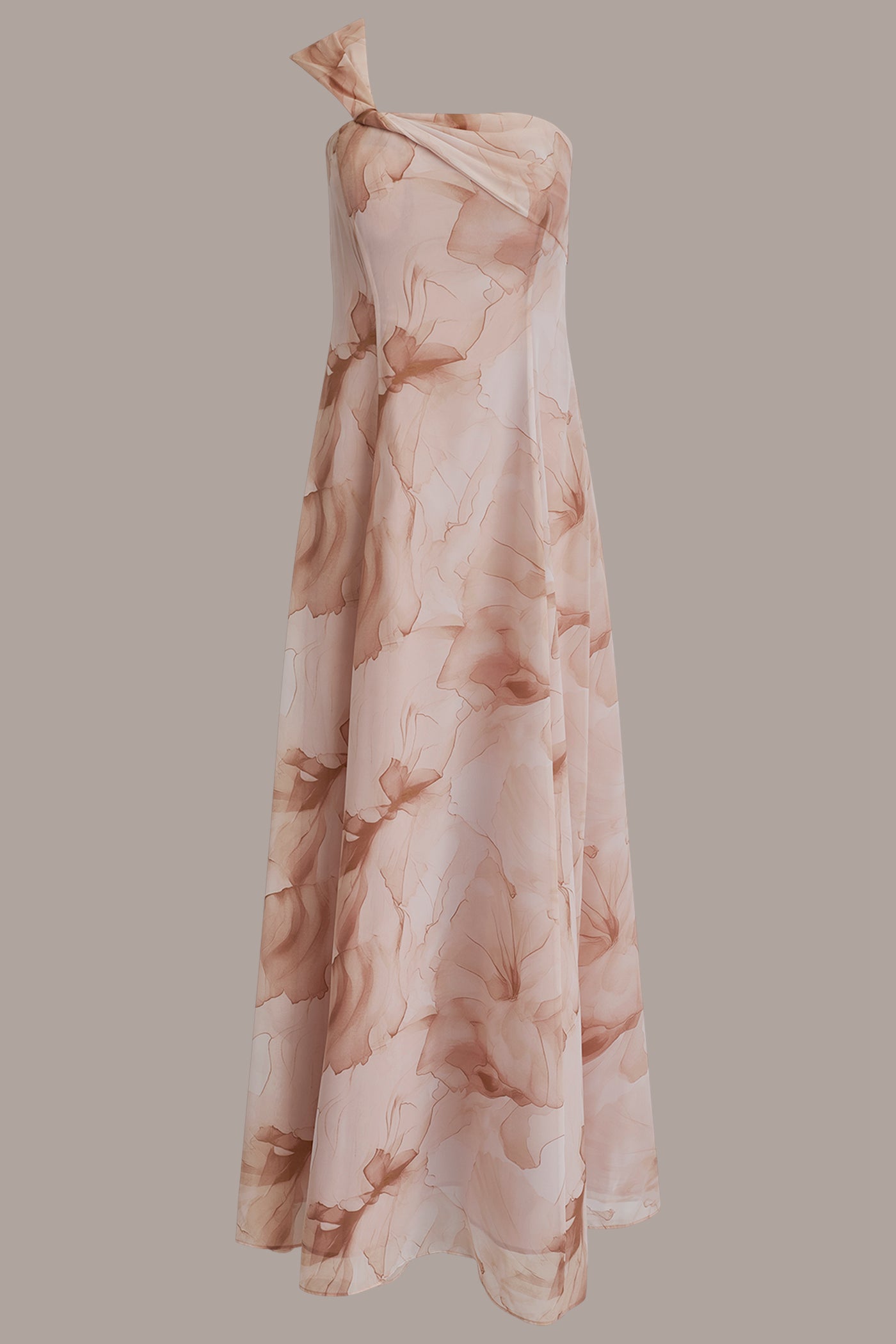 CHIFFON FLORAL ONE-SHOULDER TWIST BALL GOWN VIEW 11 | Dresses & Jumpsuits