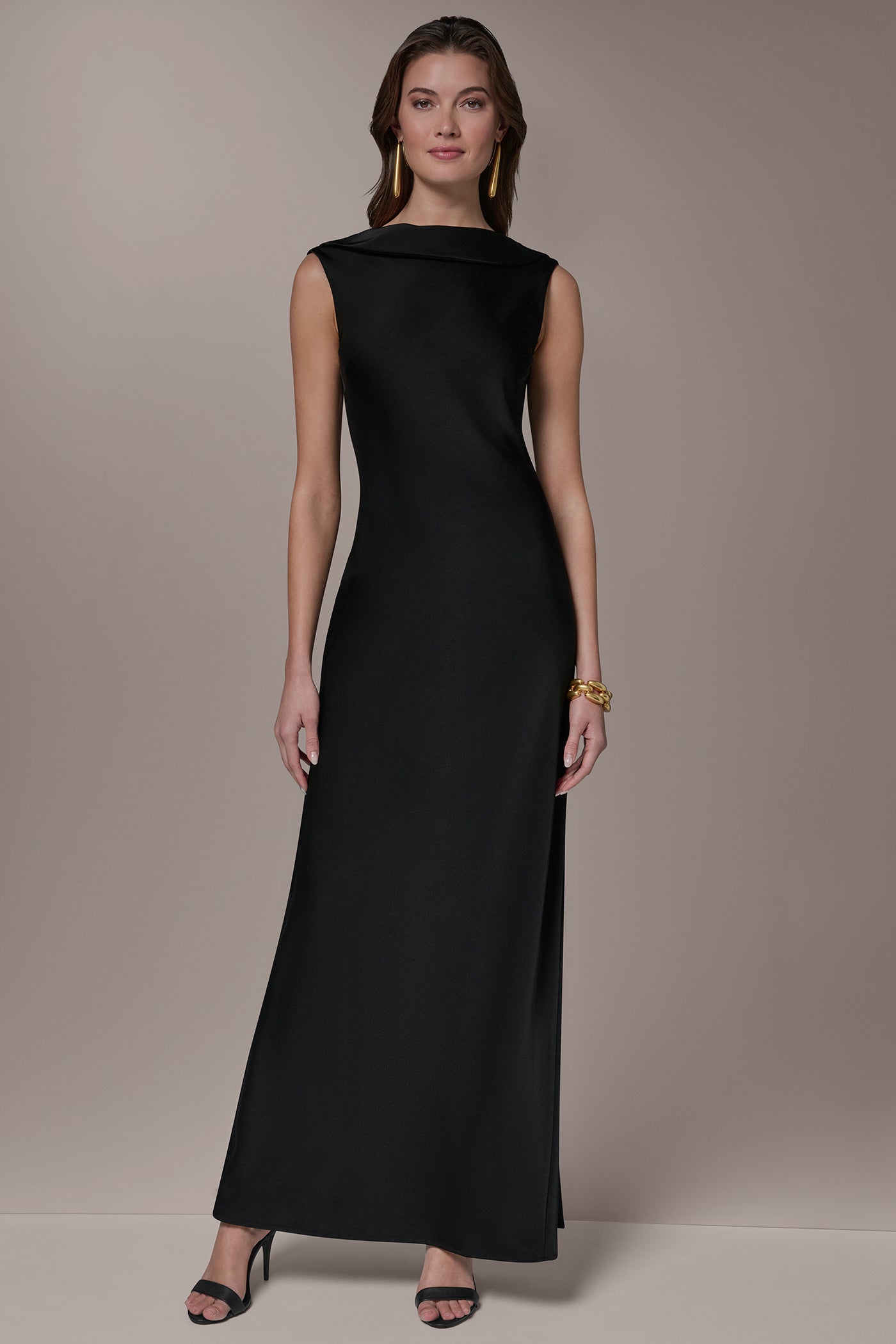 SATIN RUFFLE BACK GOWN | View 1 | Dresses & Jumpsuits