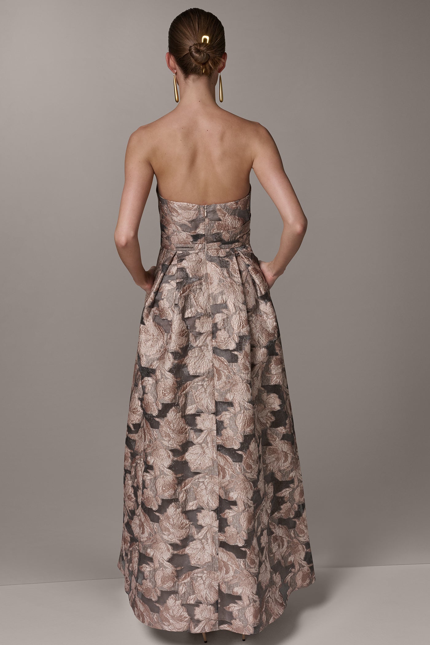 FLORAL-JACQUARD STRAPLESS BALL GOWN | View 2 | New clothing