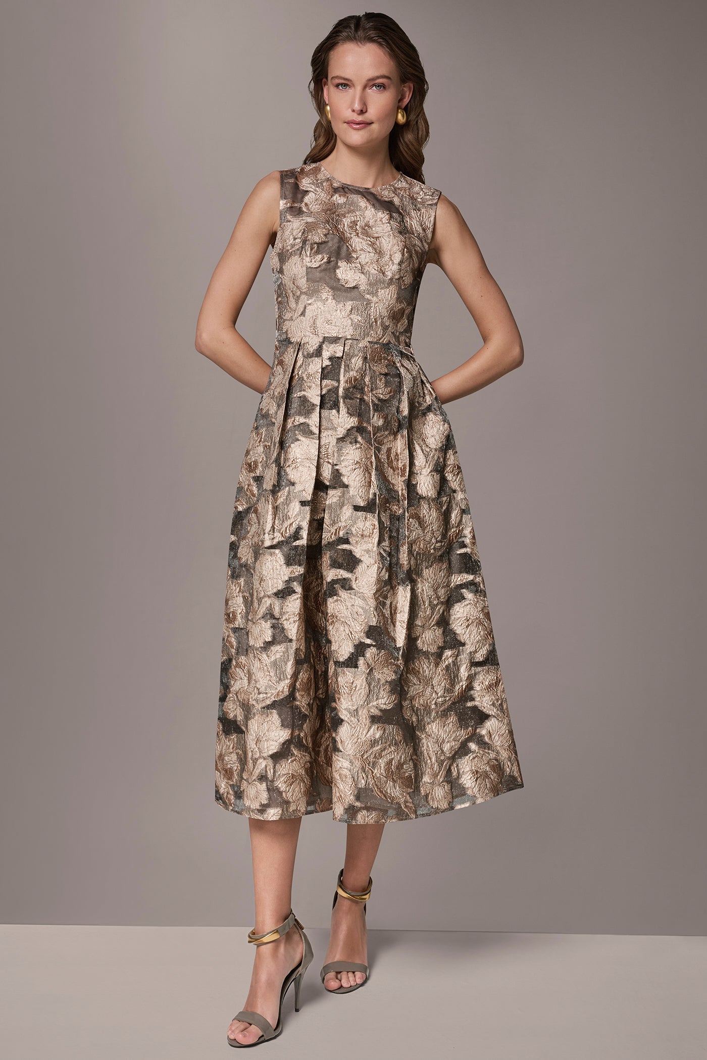 FLORAL-JACQUARD MIDI GOWN VIEW 7 | New Arrivals