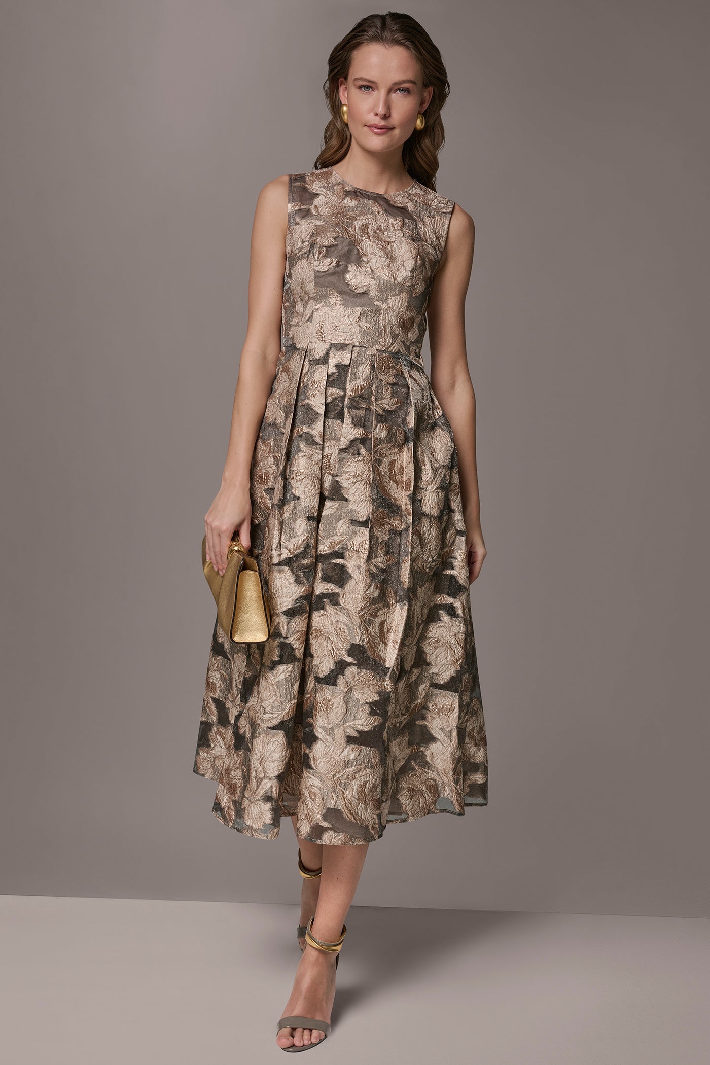 FLORAL-JACQUARD MIDI GOWN | View 1 | New Arrivals