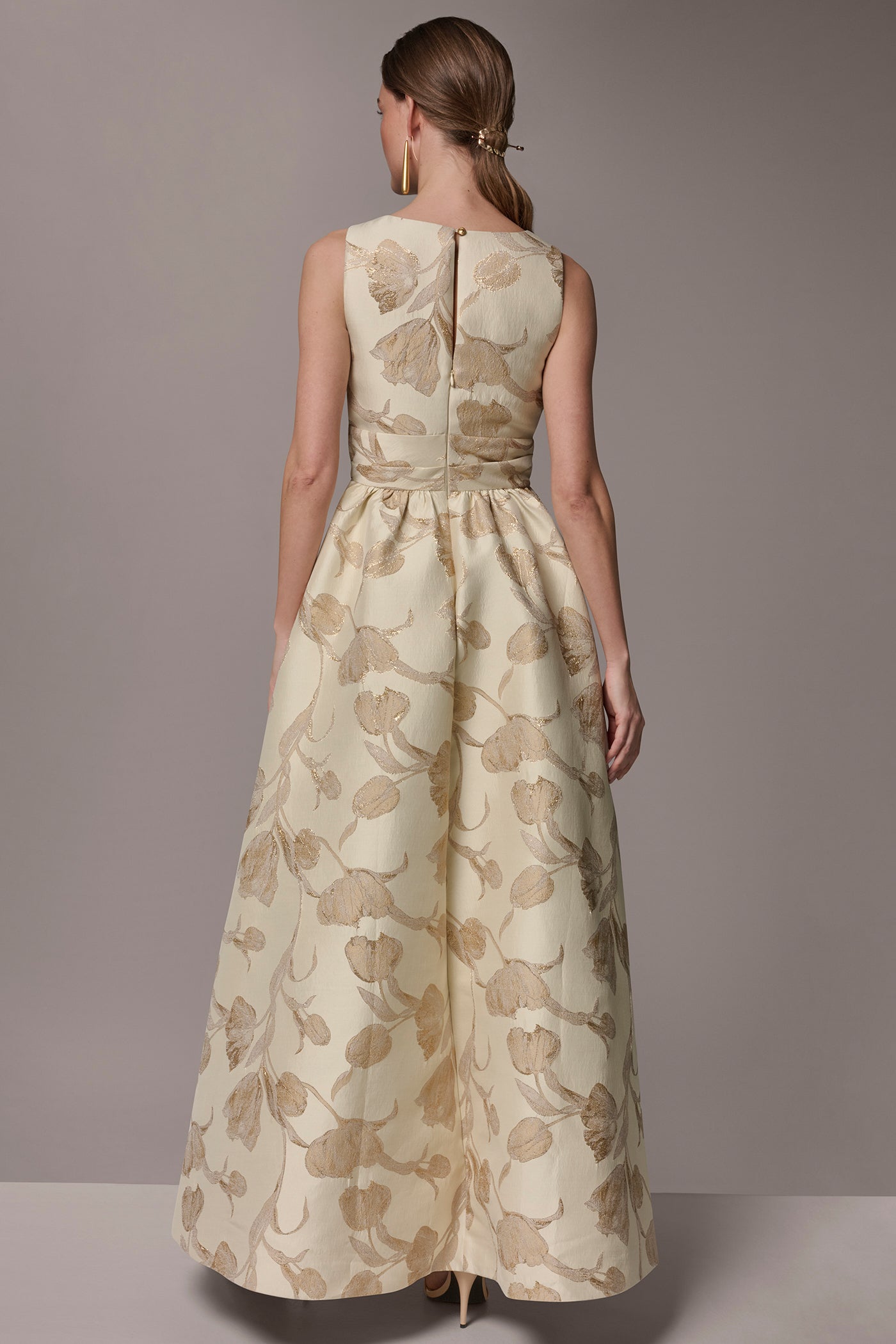 FLORAL-JACQUARD A-LINE BALL GOWN | View 2 | Dresses & Jumpsuits