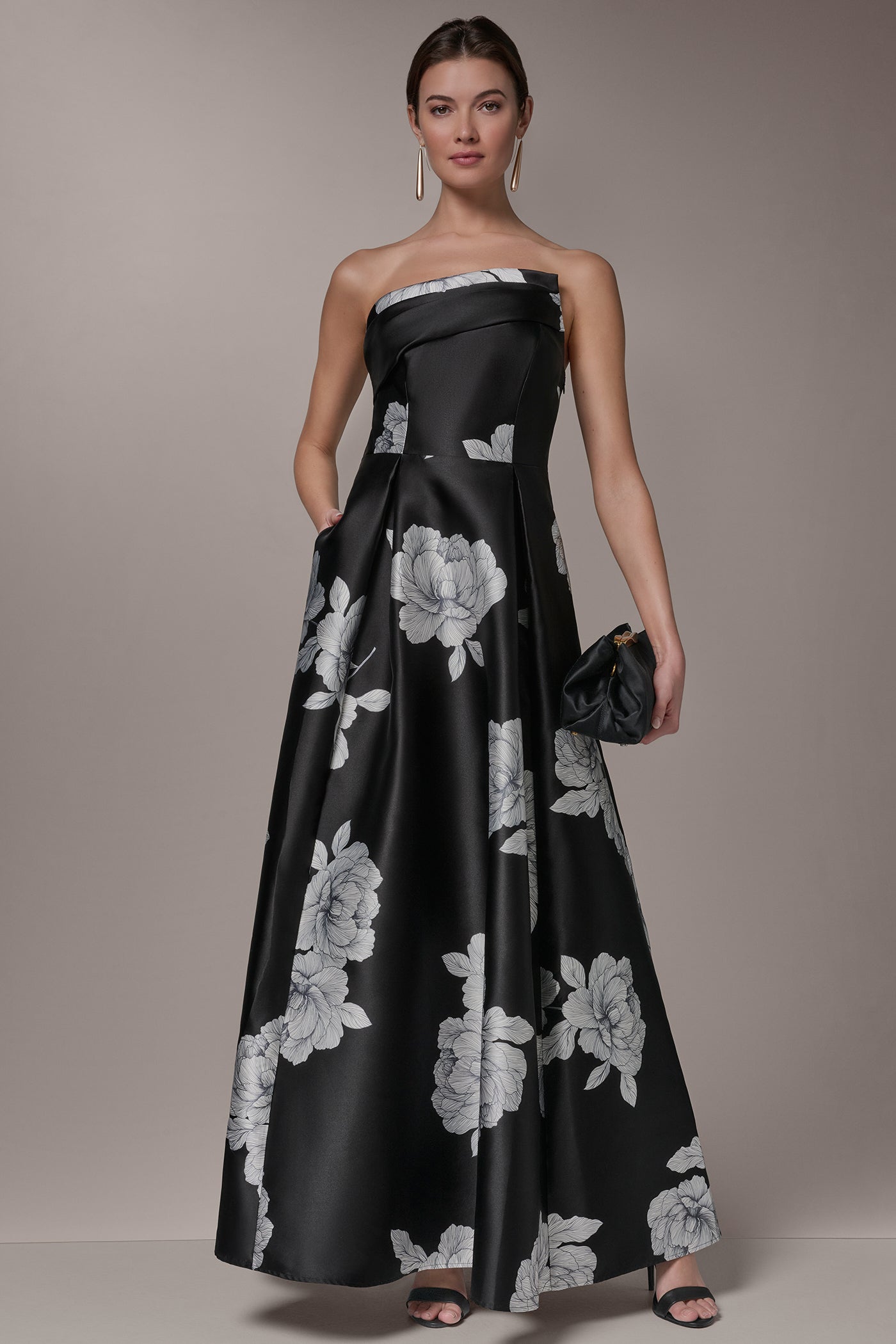 MIKADO FLORAL STRAPLESS BALL GOWN | View 1 | New Arrivals