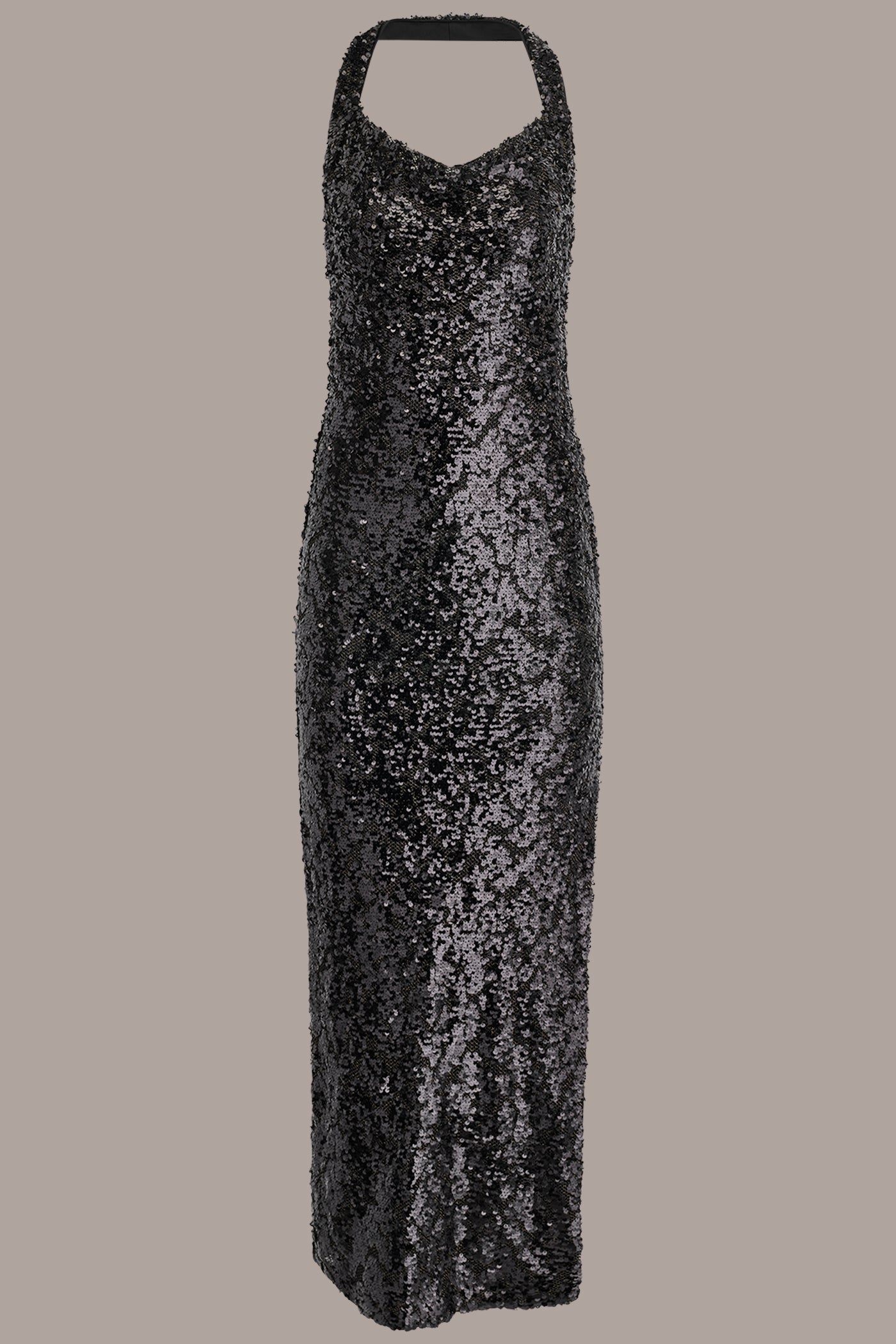 Donna Karan Women's Sequin Halter Gown Dress in Black Donna Karan Women's Sequin Halter Gown Dress in Black
