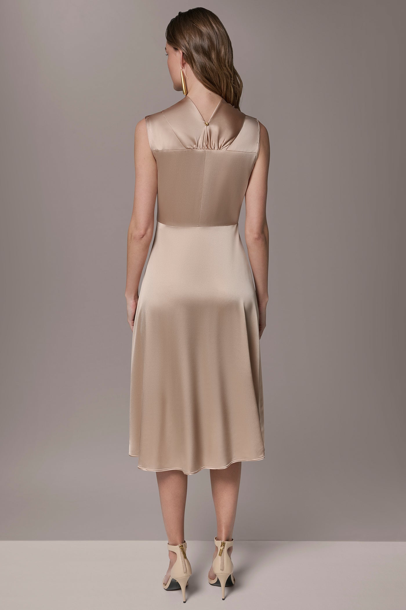 SILK-CHARMEUSE MIDI A-LINE DRESS | View 2 | Dresses & Jumpsuits
