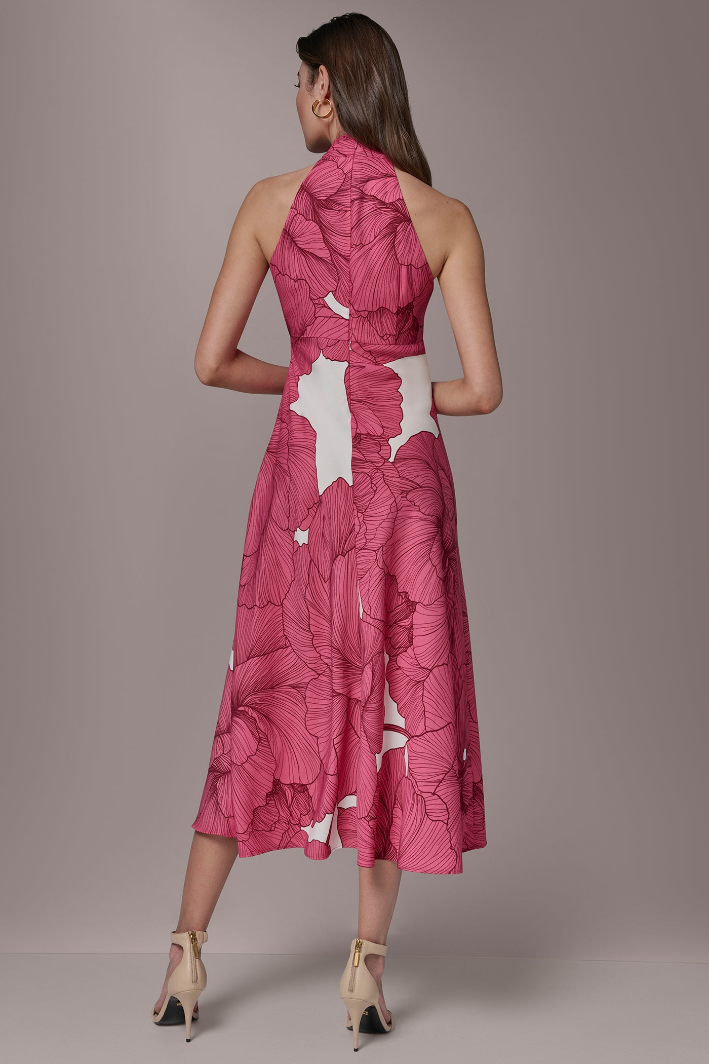 FLORAL MIDI A-LINE HALTER DRESS | View 2 | Dresses & Jumpsuits