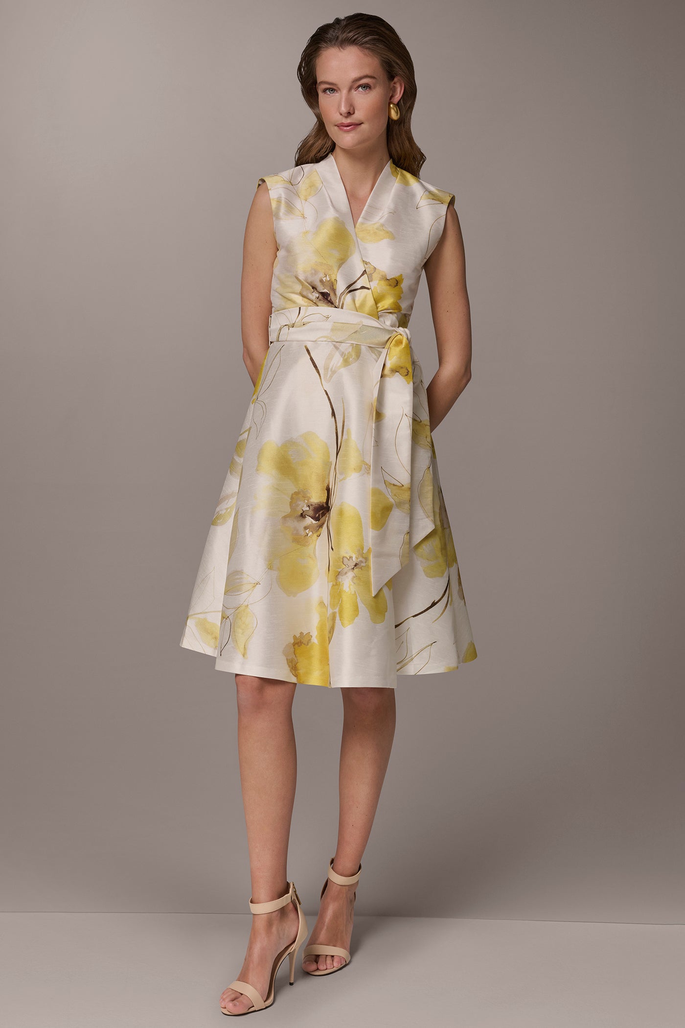 donna karan faux wrap fit and flare dress DONNA KARAN