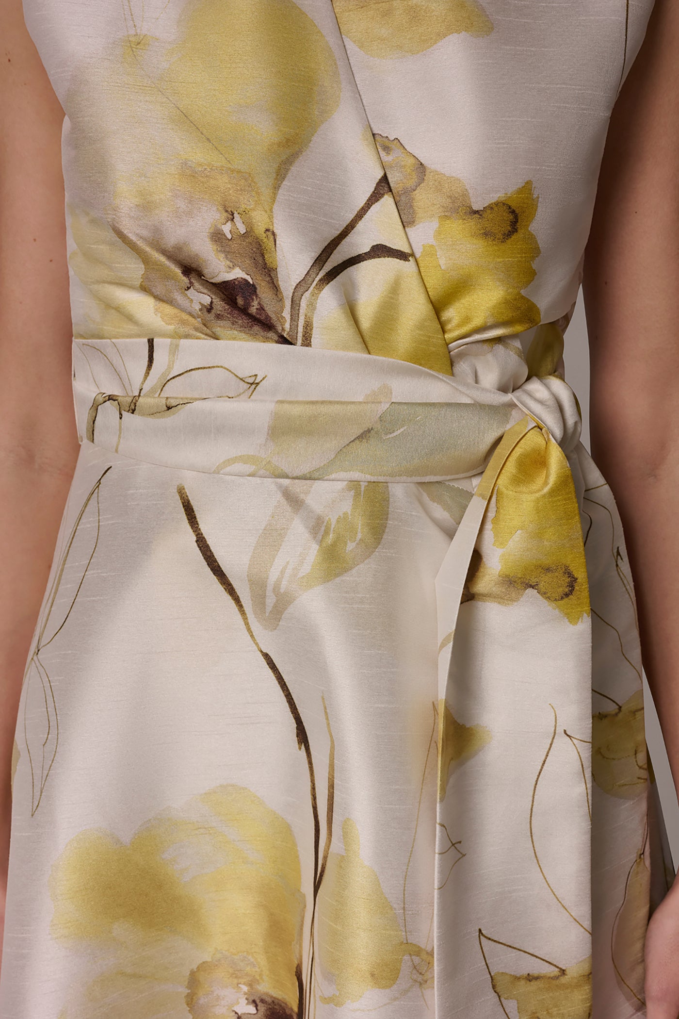 donna karan floral midi dress Donna Karan Floral Print Cotton Sateen 3/4 Sleeve Belted Midi Shirt Dress