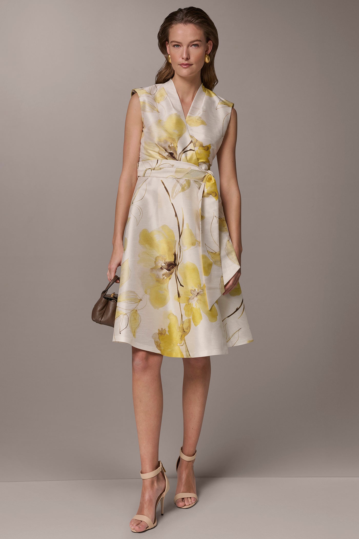 midi jacquard dress FLORAL JACQUARD WRAP-EFFECT MIDI DRESS