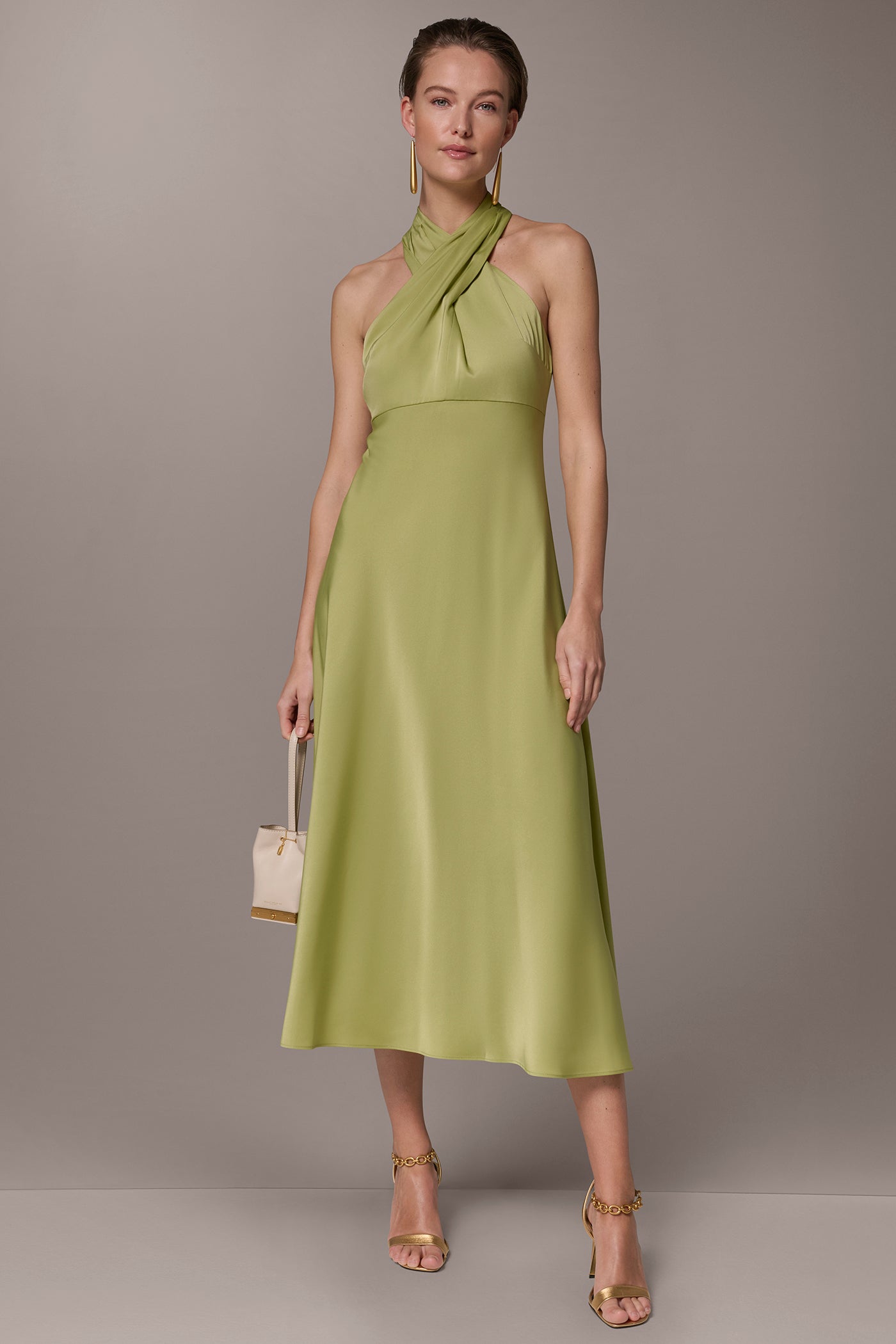 MIDI A-LINE HALTER DRESS VIEW 7 | New clothing