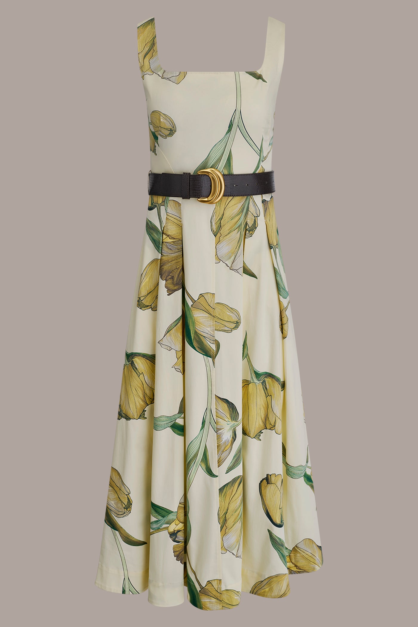 COTTON-SATEEN PRINTED MIDI A-LINE DRESS VIEW 8 | New clothing