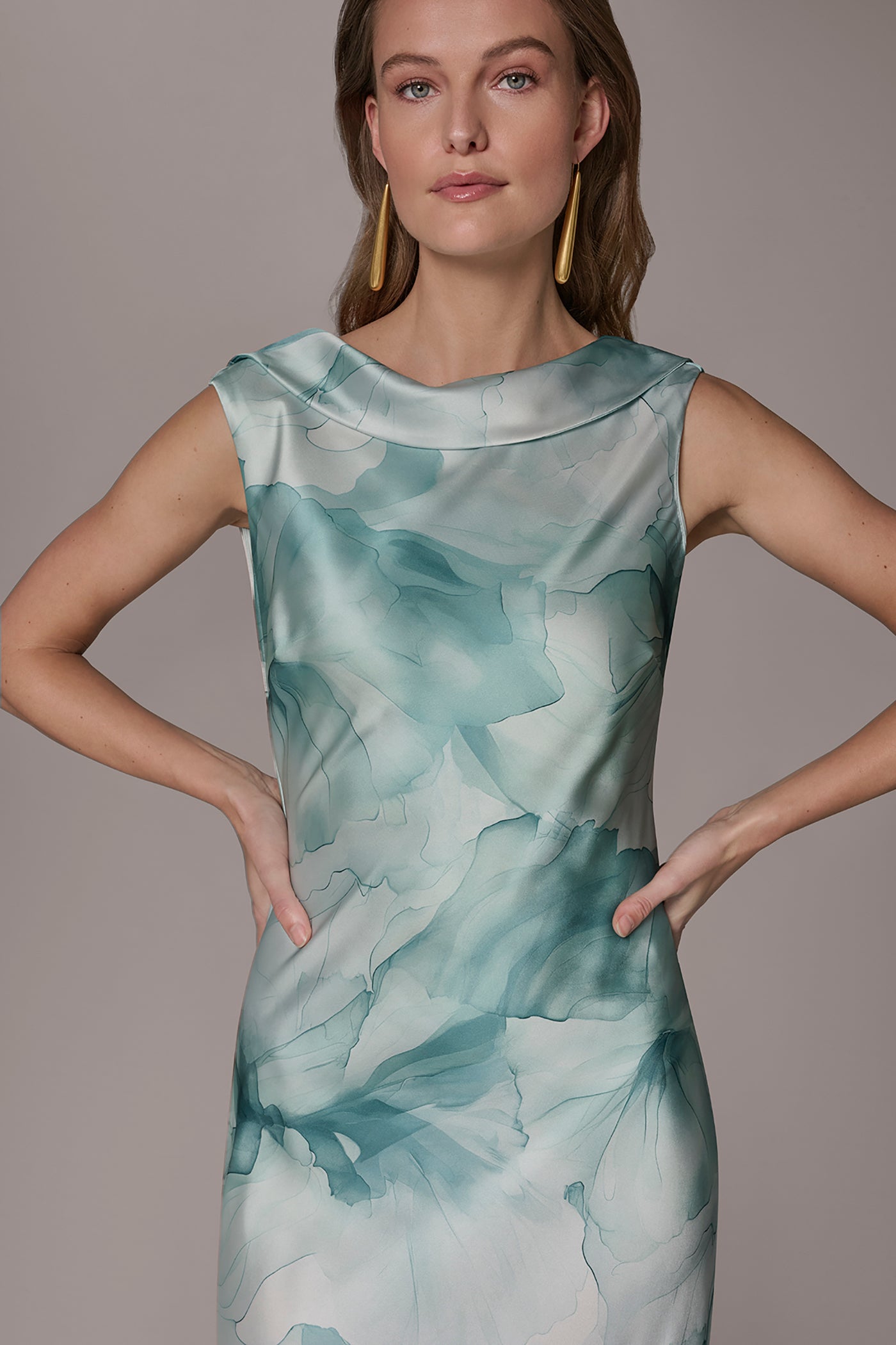 JEWEL-NECK CHARMEUSE GOWN VIEW 4 | New clothing