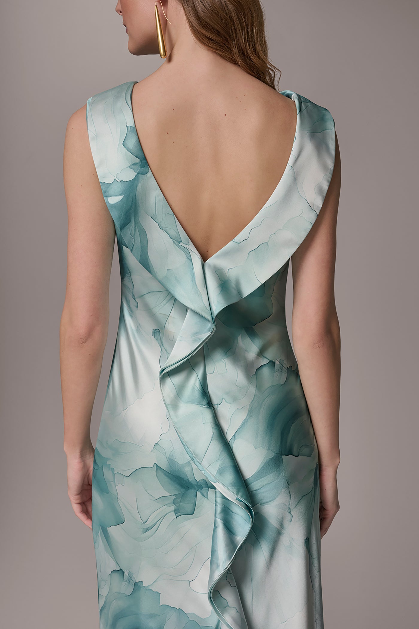 JEWEL-NECK CHARMEUSE GOWN VIEW 6 | New clothing