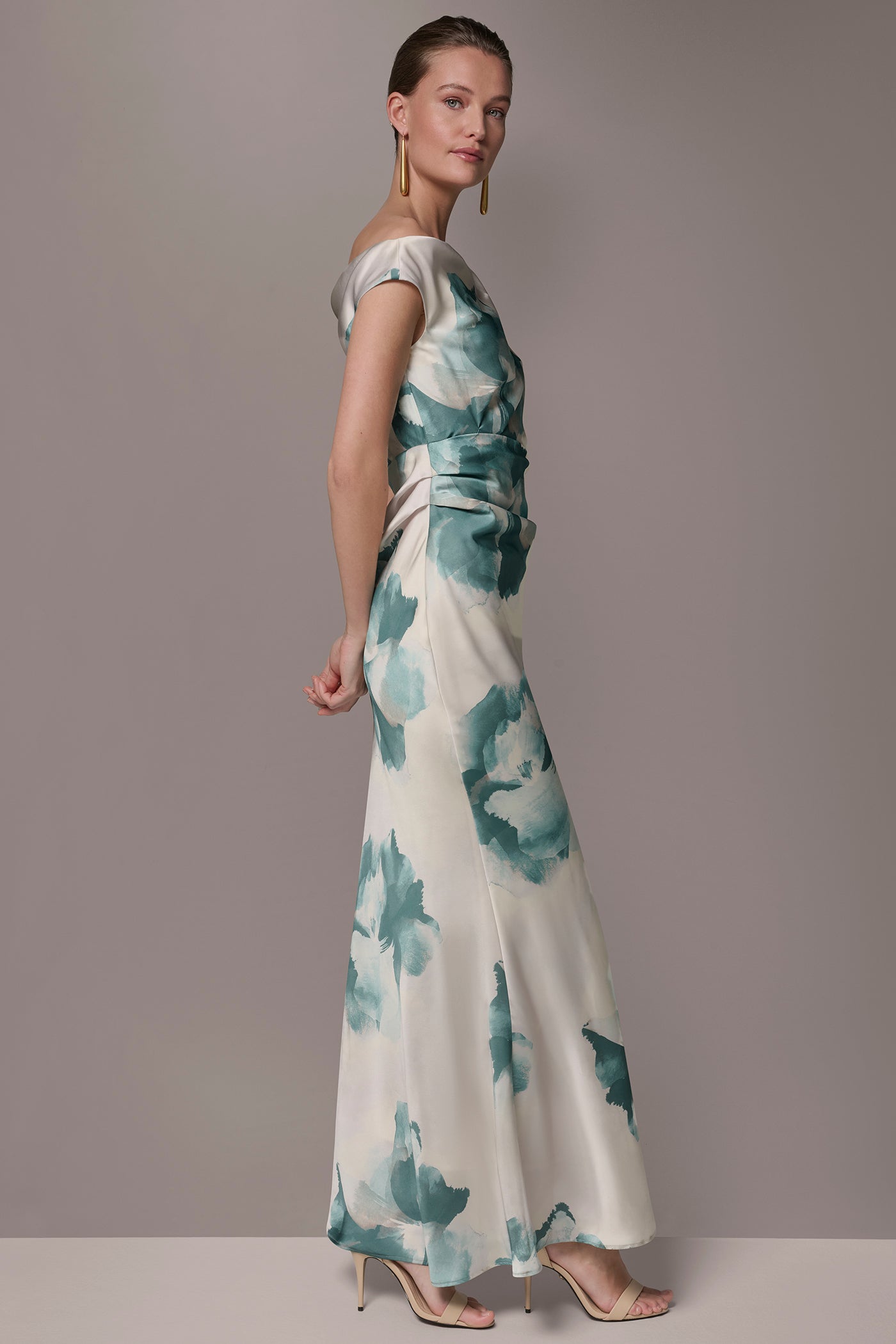 FLORAL OFF SHOULDER GOWN VIEW 3 | Event Dresses