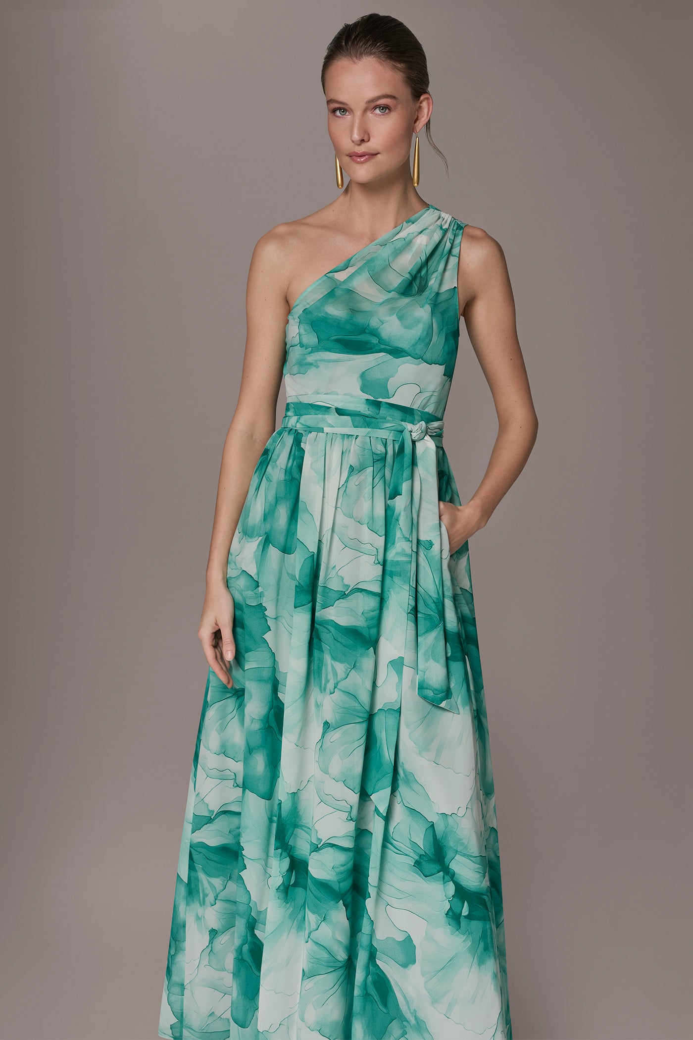 ONE SHOULDER SELF TIE BALL GOWN VIEW 7 | New clothing