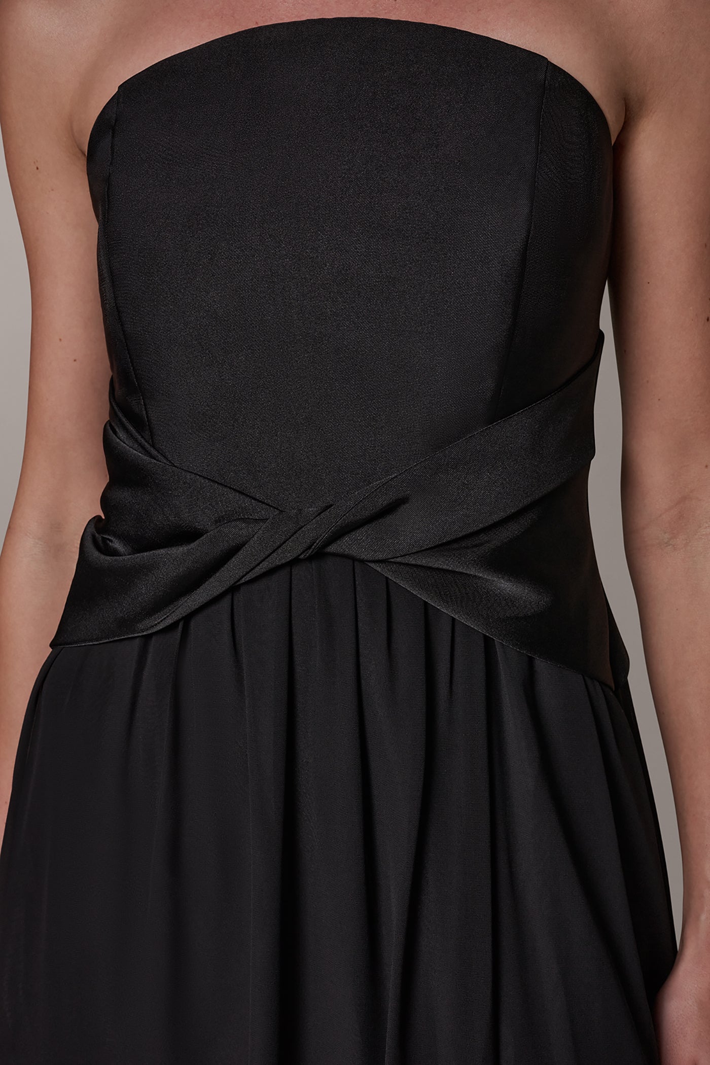 MIKADO AND CHIFFON STRAPLESS TWIST GOWN VIEW 5 | New clothing