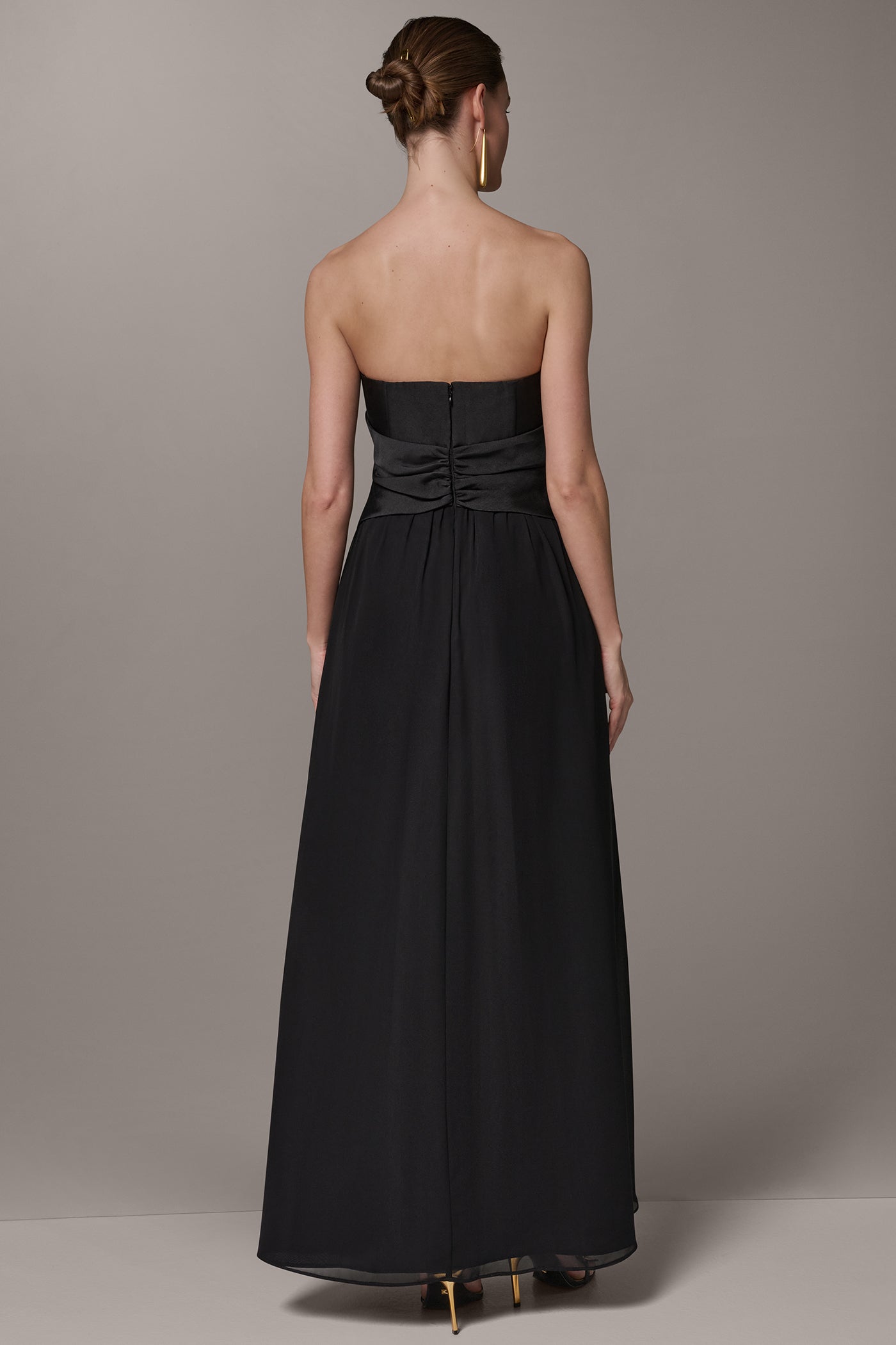 MIKADO AND CHIFFON STRAPLESS TWIST GOWN | View 2 | New clothing