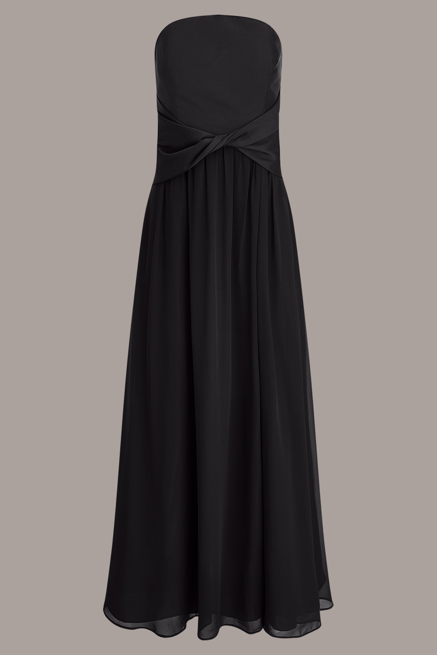 donna karan women's sweetheart neck strapless chiffon dress Donna Karan Women's Mikado And Chiffon Strapless Twist Gown Dress in Black, Size 8