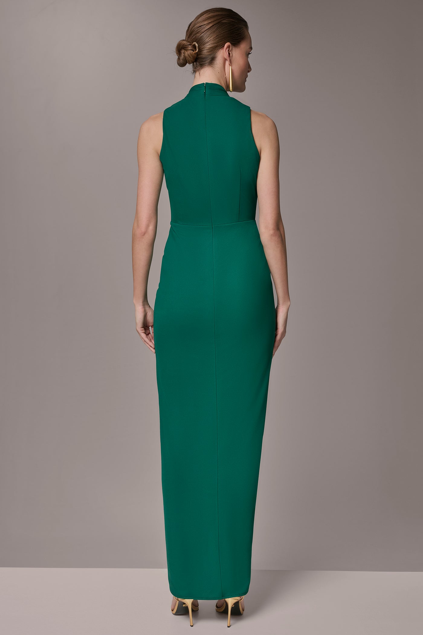 SLEEVELESS WRAP-EFFECT V-NECK GOWN | View 2 | Products
