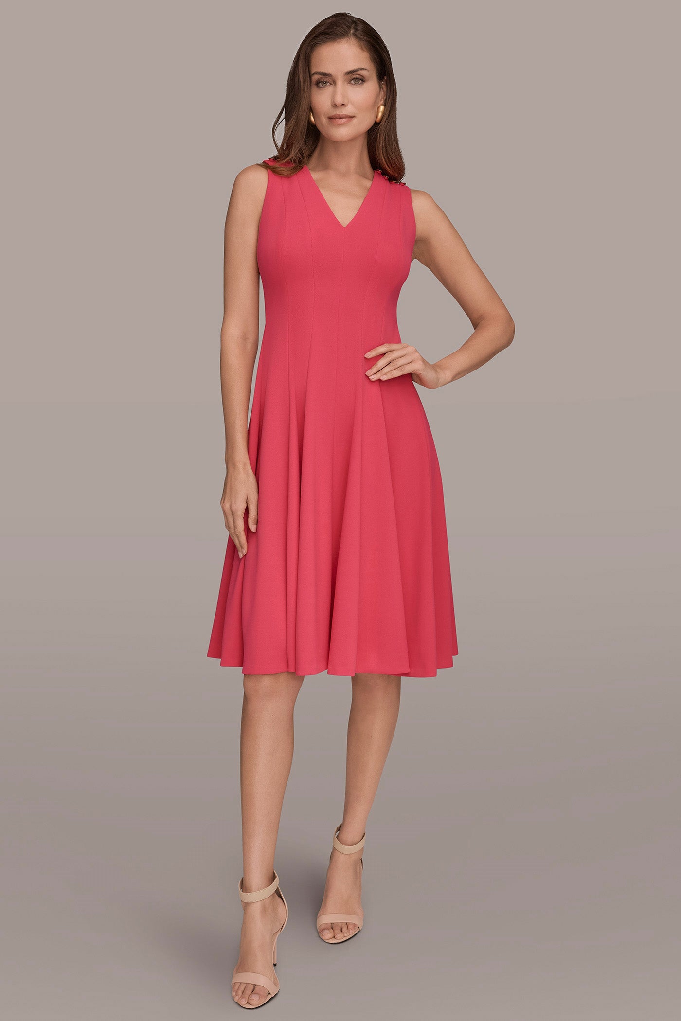 semi formal fit and flare dresses Donna Karan Women's Off The Shoulder Midi Fit And Flare Dress in Nightfall Blue, Size 8