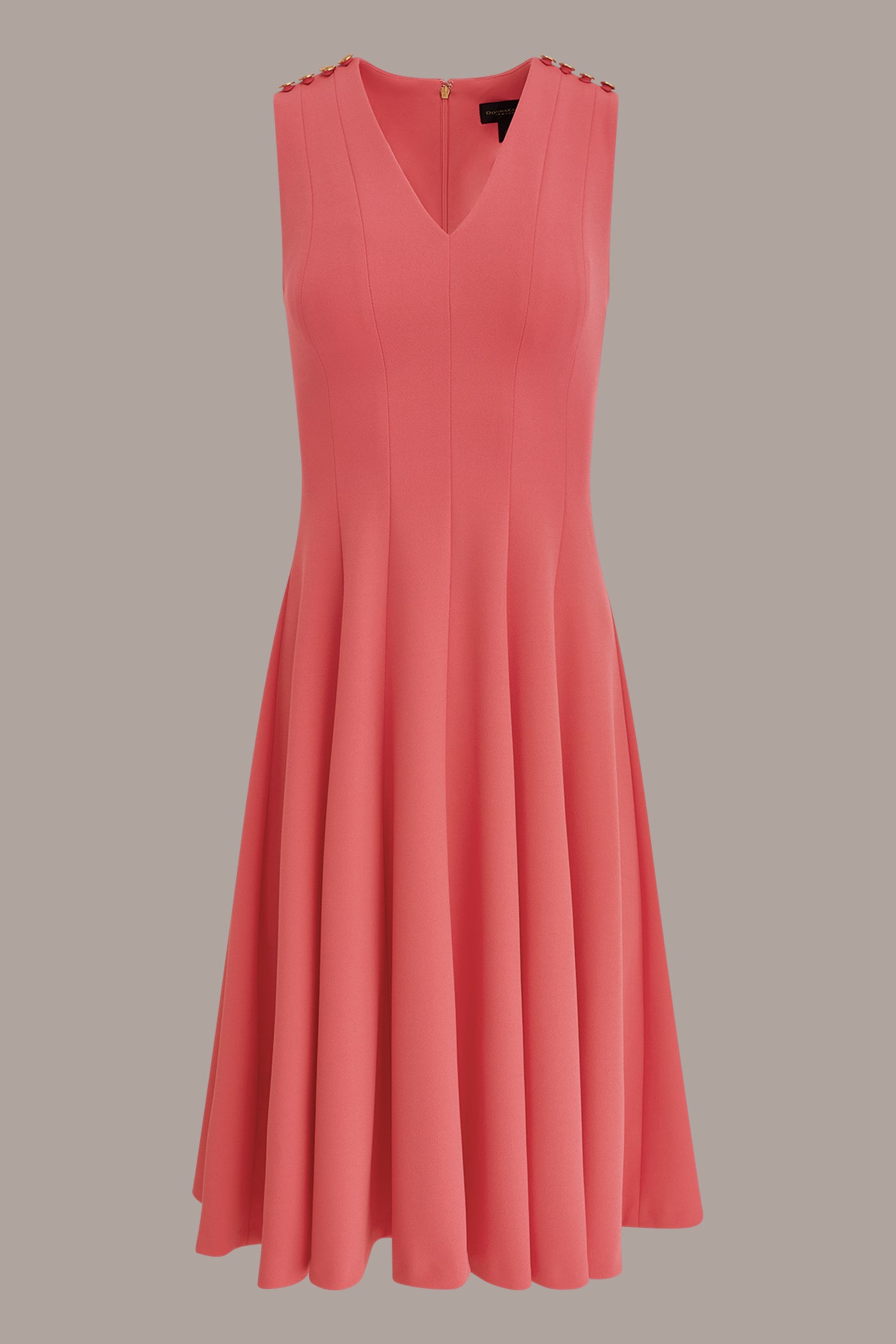 flat and flare dress Donna Karan Women's Sleeveless Button Midi Fit And Flare Dress in Azalea Pink, Size 2