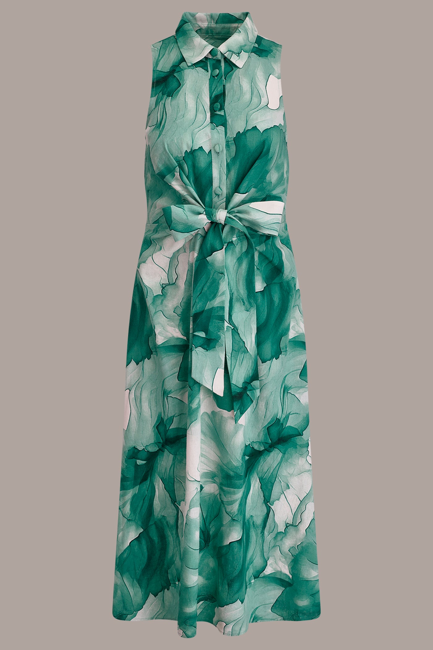 LINEN-BLEND FLORAL MIDI SHIRT DRESS VIEW 9 | Dresses & Jumpsuits